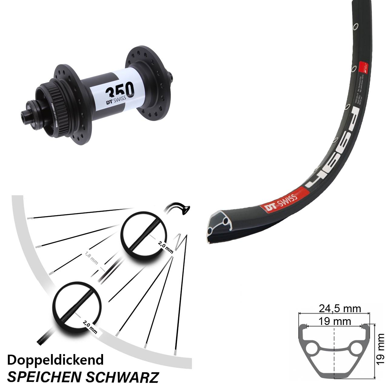 Disc Laufrad für Schnellspanner 28 Zoll DT Swiss 466-350