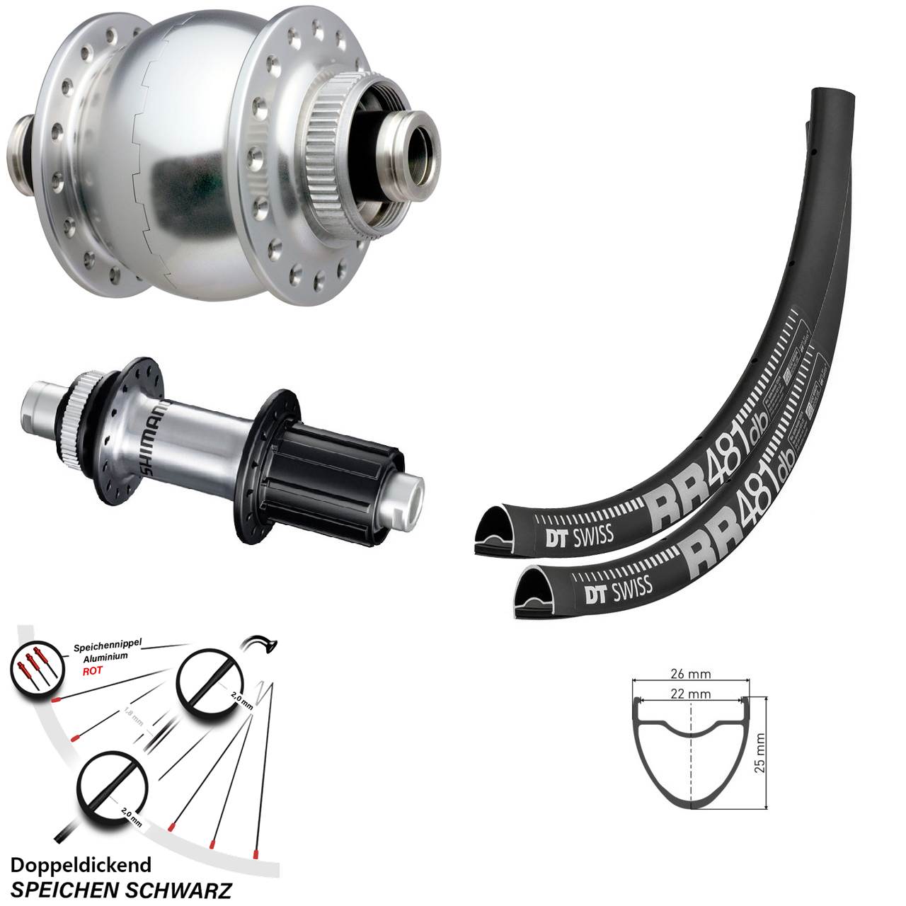 Laufradsatz Centerlock 28 Zoll DT Swiss RR481 SON delux Shimano GRX 8-12 fach