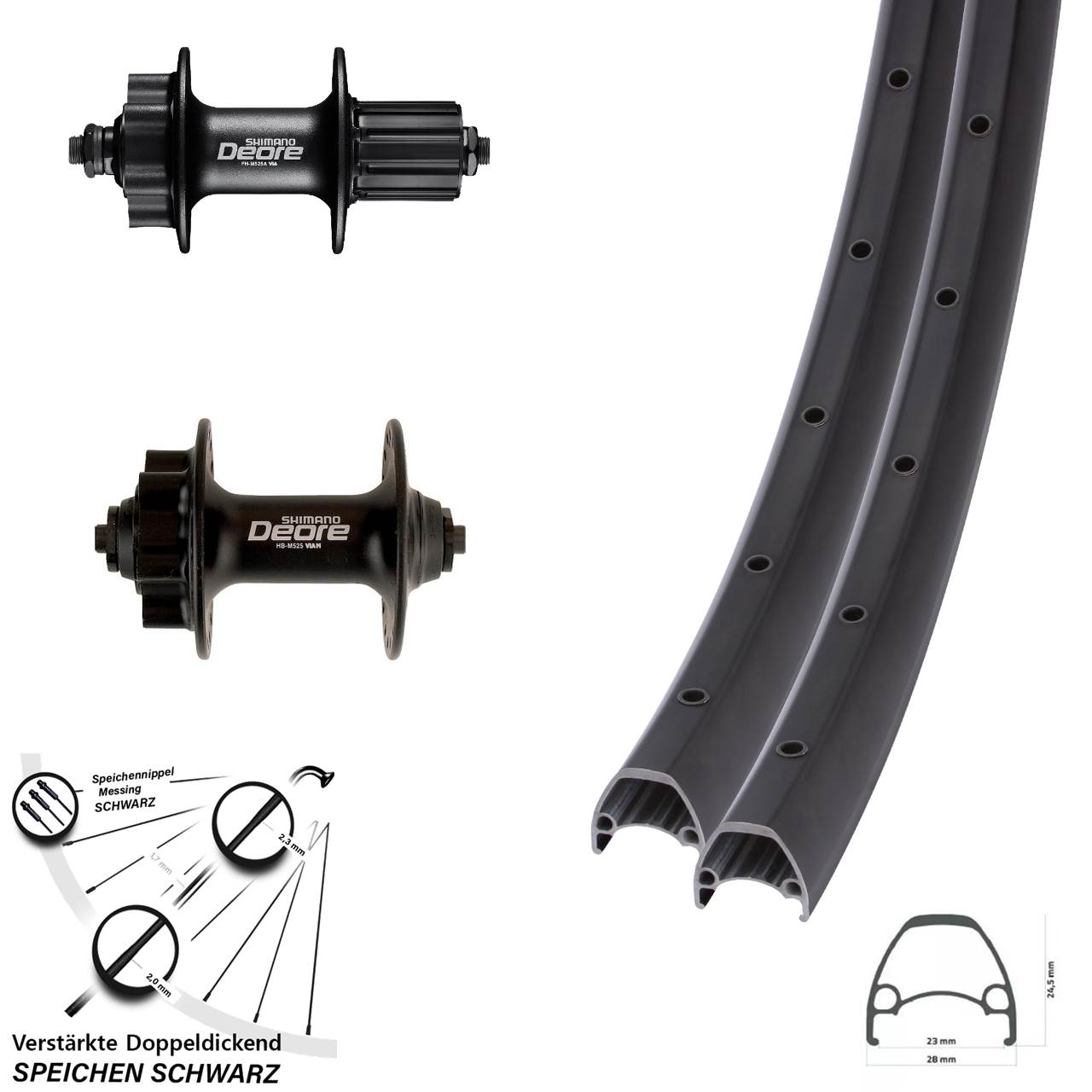 28 Zoll Ambrosio Sport Shimano Deore Disc Laufrad-Satz für Schnellspanner 8-11 fach
