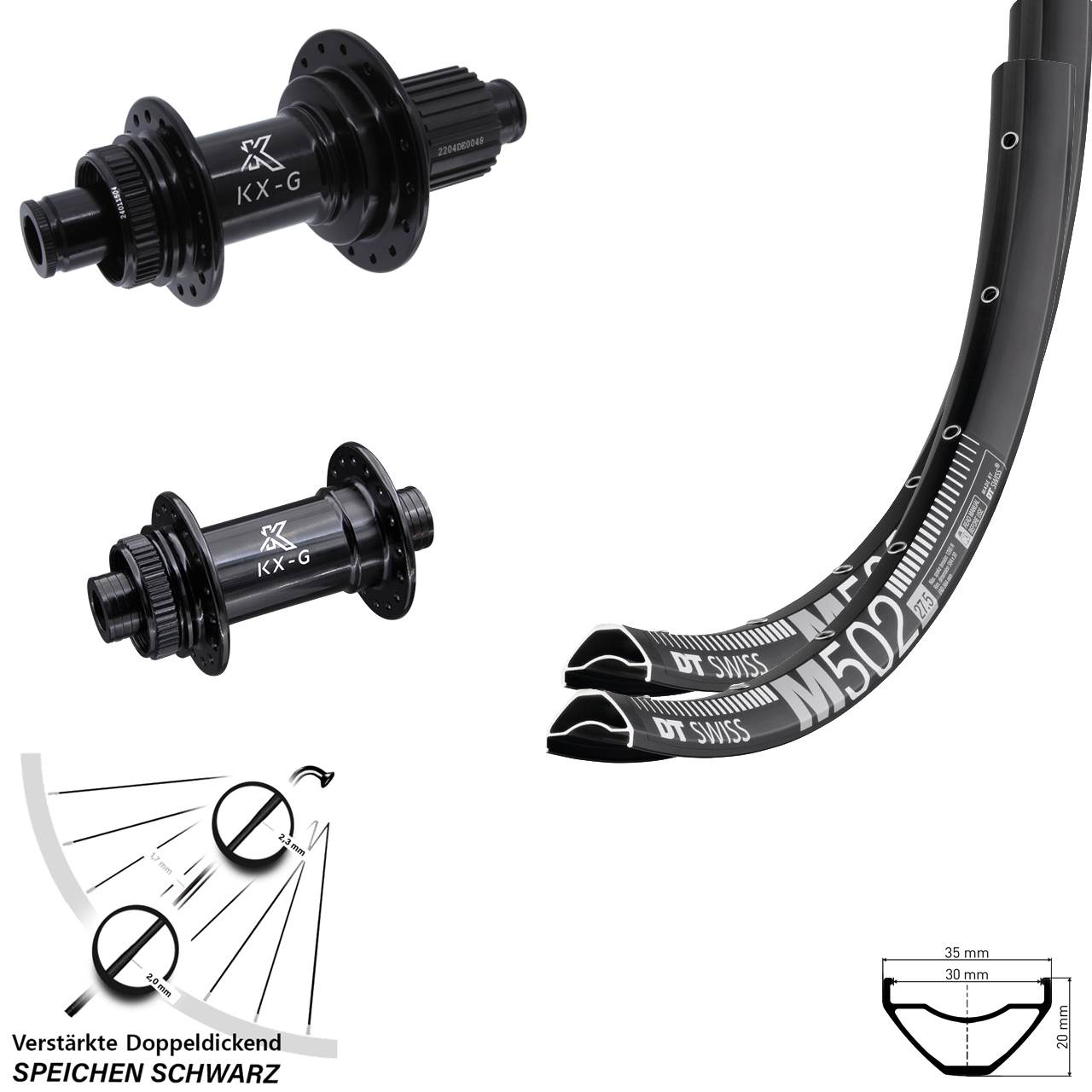 DT Swiss M502 KX-GS verstärkt 29 Zoll Laufradsatz Centerlock 15x100 12x142 Micro Spline