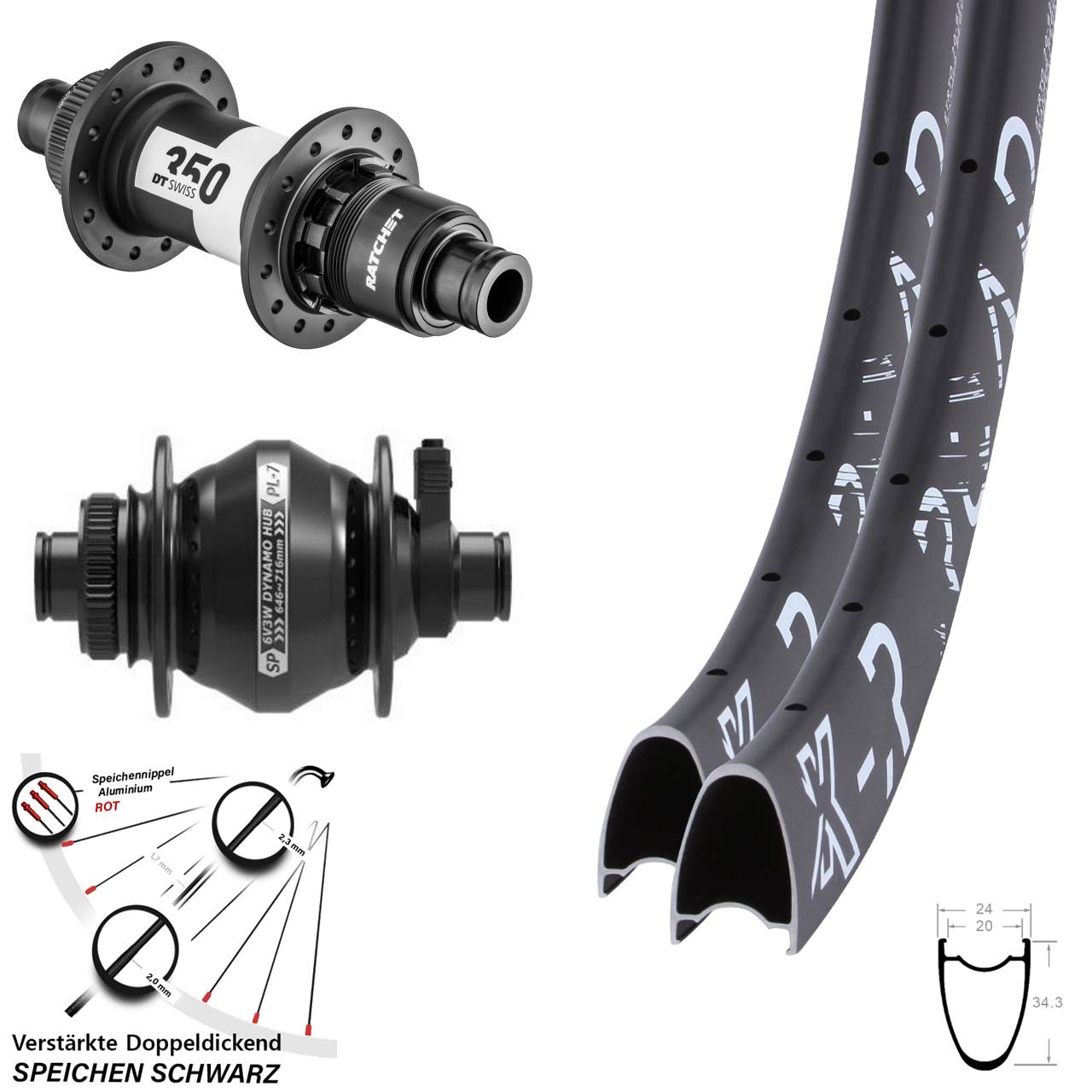 Disc Laufradsatz 12x100/142 28 Zoll KX-R Road DT Swiss 350 SP PL-7 SRAM XDR