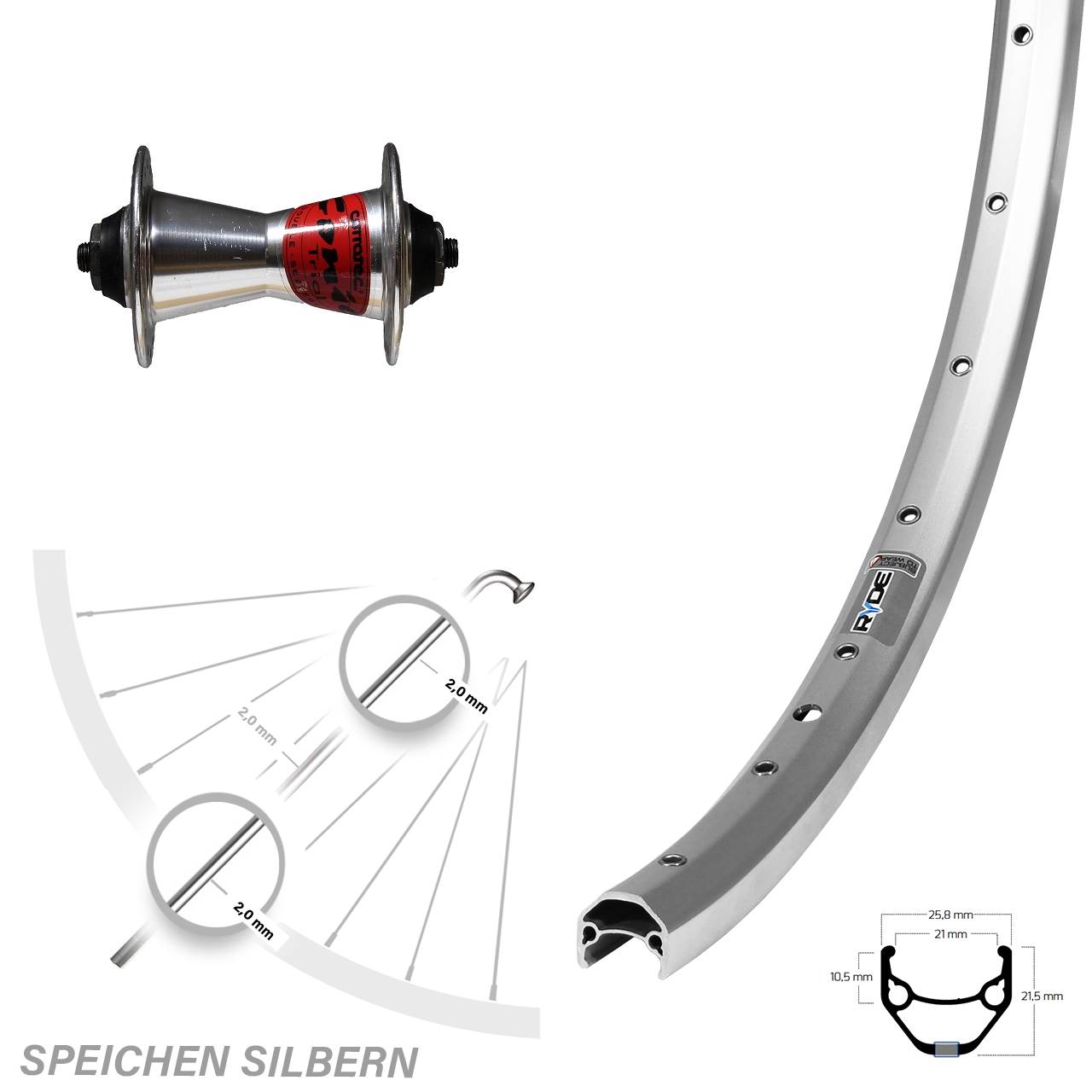 Vorderrad 26 Zoll Ryde ZAC 421 Formula Conic QR