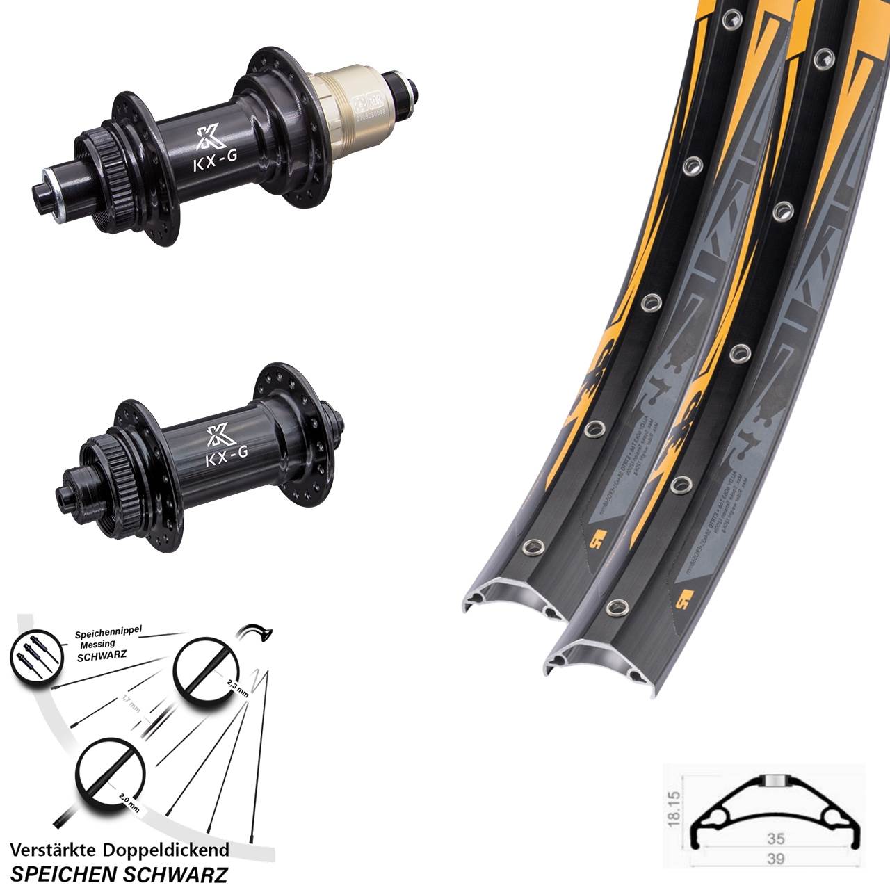 Centerlock Laufradsatz für Schnellspanner 27,5 Zoll Rodi TRYP 35 KX-G SRAM XDR