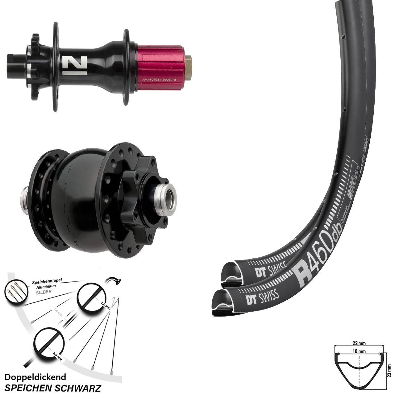28 Zoll Laufradsatz Dynamo SON 28-12 Disc 6-loch Steckachse Novatec 11-fach DT Swiss R 460