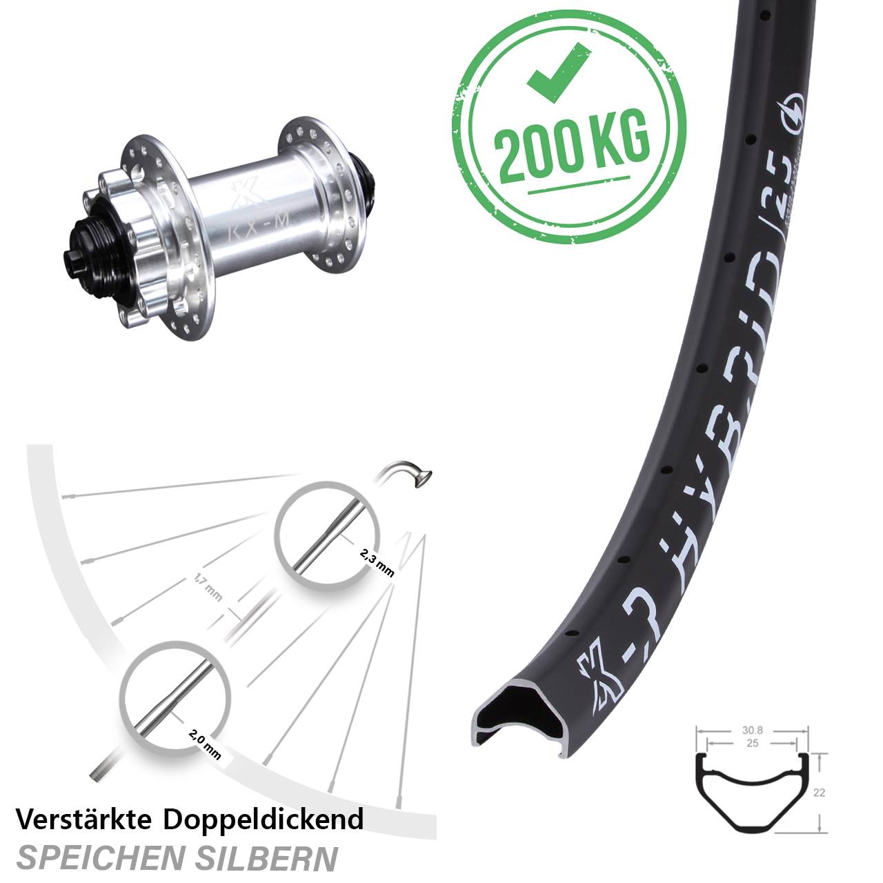 Disc Vorderrad QR 28 Zoll KX-MR Hybrid 25