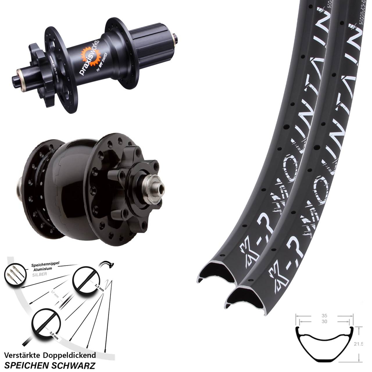 Laufradsatz 6-Loch QR 27,5 Zoll KX-R Mountain DT Swiss 350 SON 28 8-11 fach HG