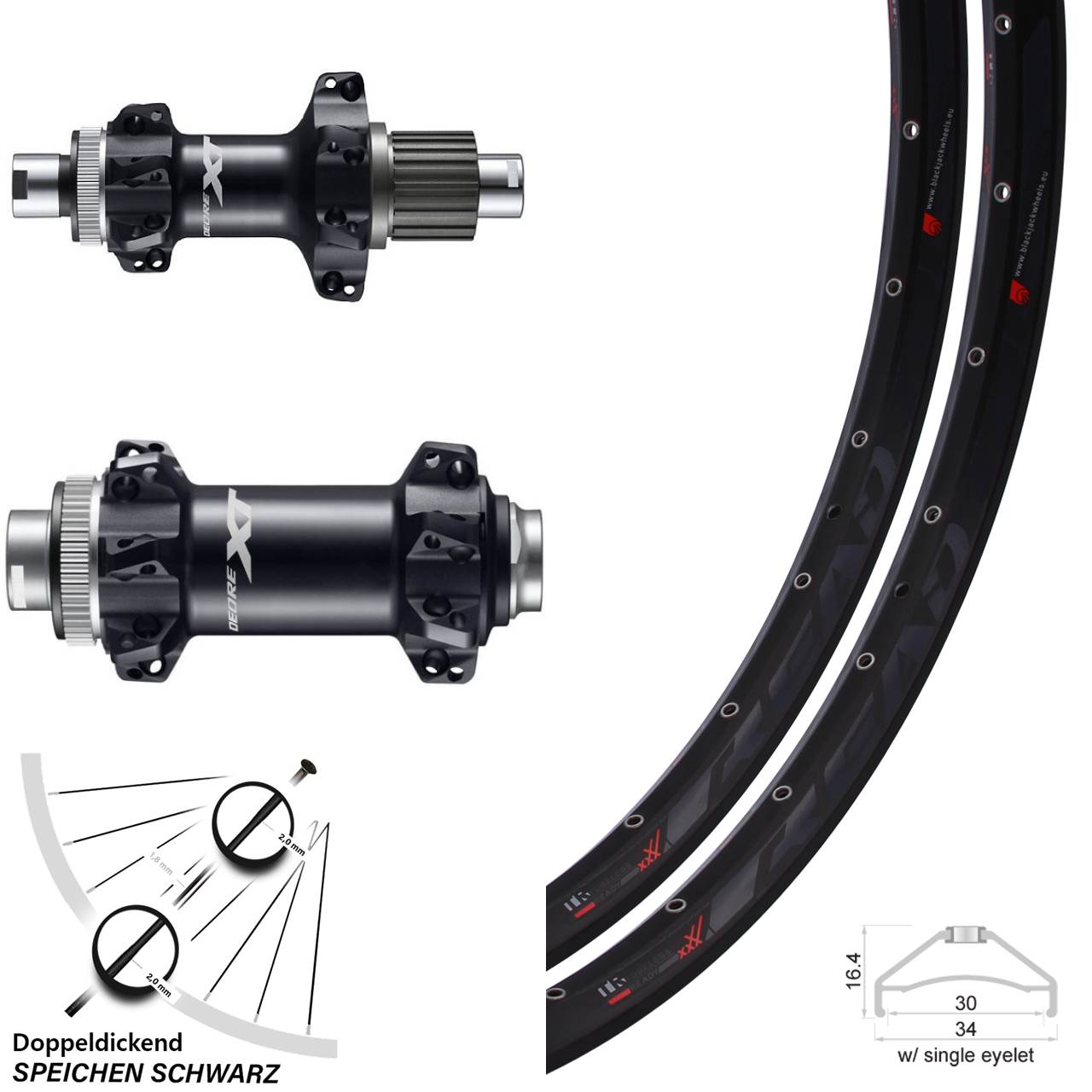 27,5 Zoll Laufradsatz Rodi Ready 30 Shimano XT M8110-BS Boost Straightpull Micro Spline
