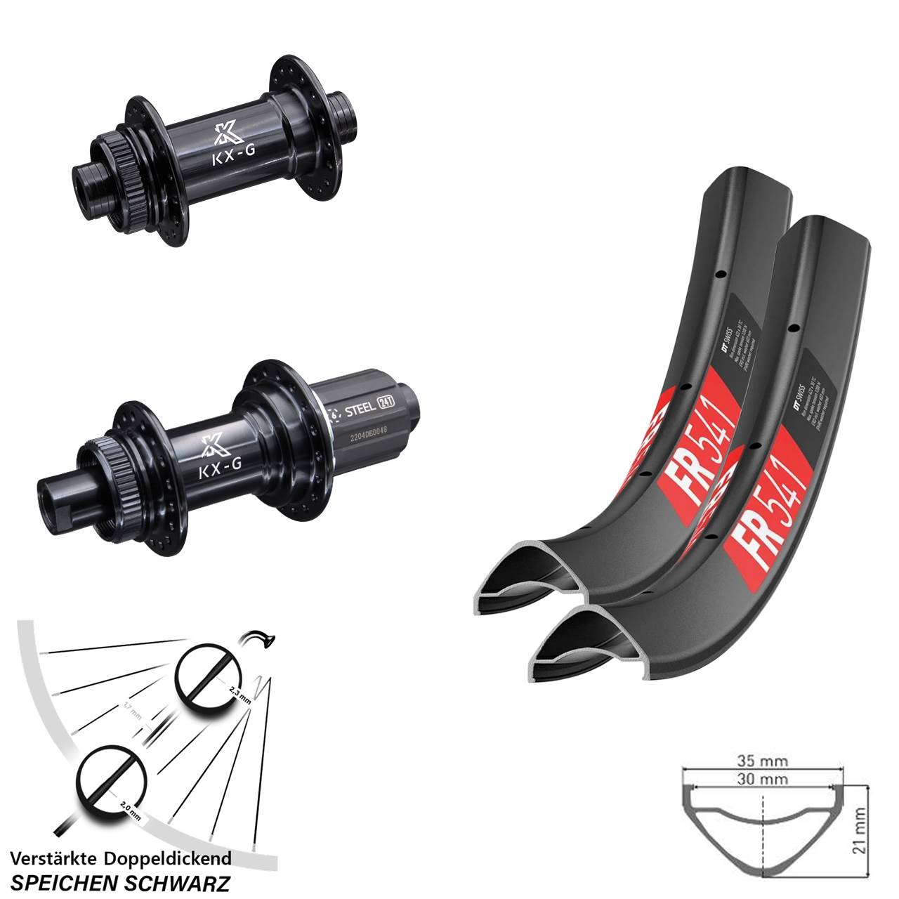 DT Swiss FR541 KX-GS verstärkt 29 Zoll Disc Laufradsatz 15x100 12x142 8-12 fach HG