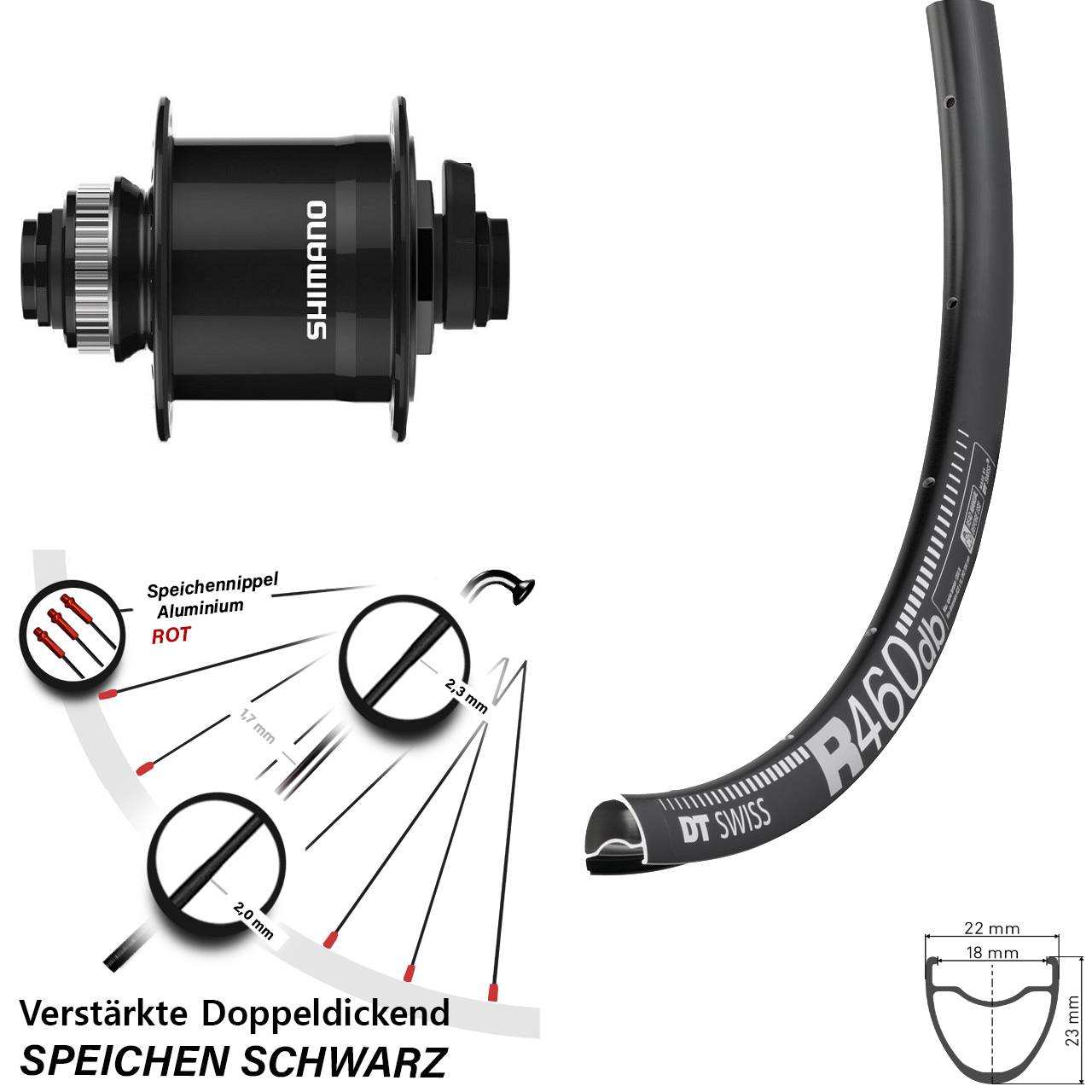 Vorderrad 28 Zoll DT Swiss R 460 Shimano DH-UR708 15x100 Centerlock