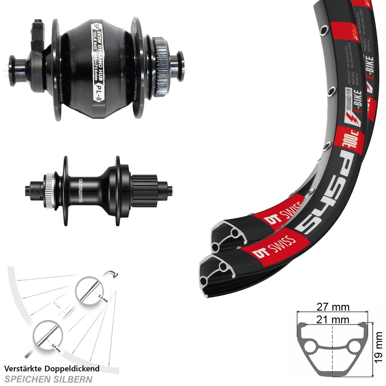 Disc Laufradsatz QR 28 Zoll DT Swiss 545d Shimano MT500 Shutter PL-8 Micro Spline