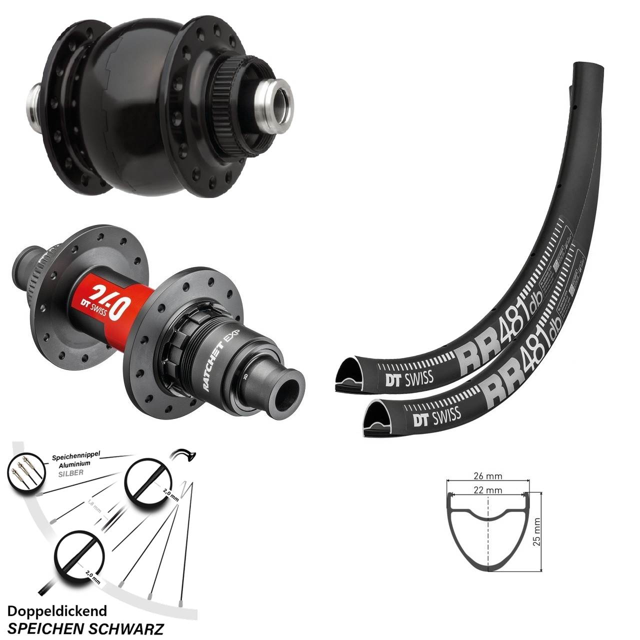 28 Zoll DT Swiss RR 481-240 EXP SONdelux Disc Laufrad-Satz 12x100/142 XDR