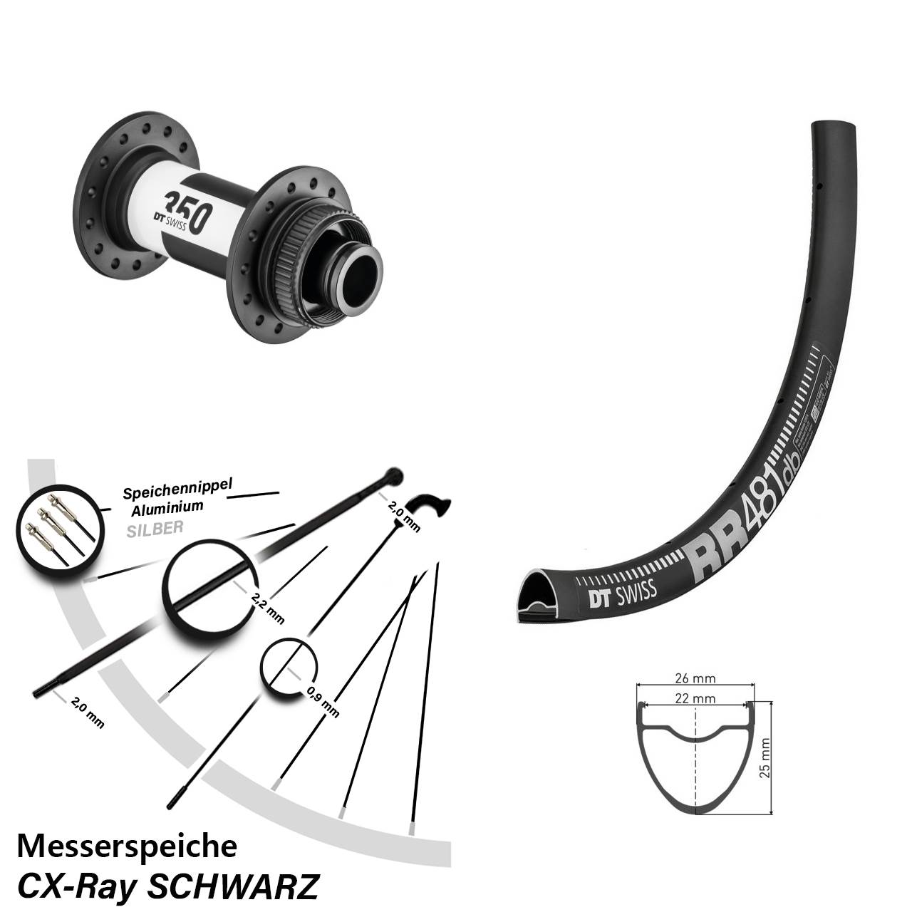 RR481 DT Swiss 350 28 Zoll Centerlock Vorderrad 15x100 CX-Ray