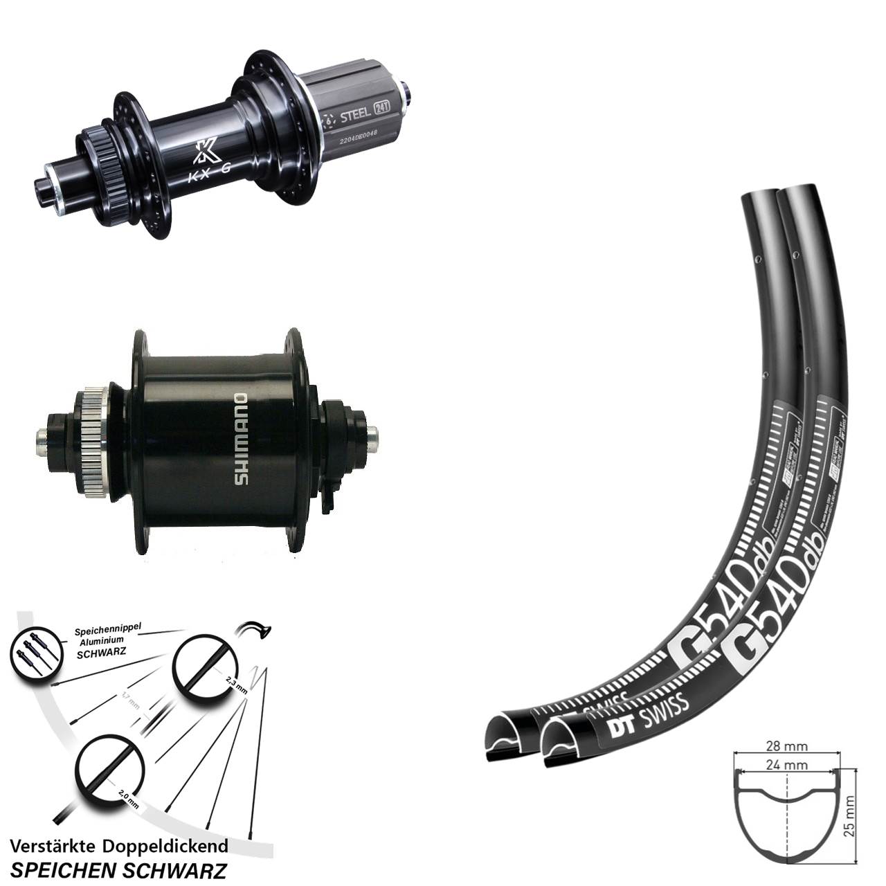DT Swiss G540 KX-GS Shimano DH-UR700-3D 27,5 Zoll Laufradsatz QR 8-12 fach HG