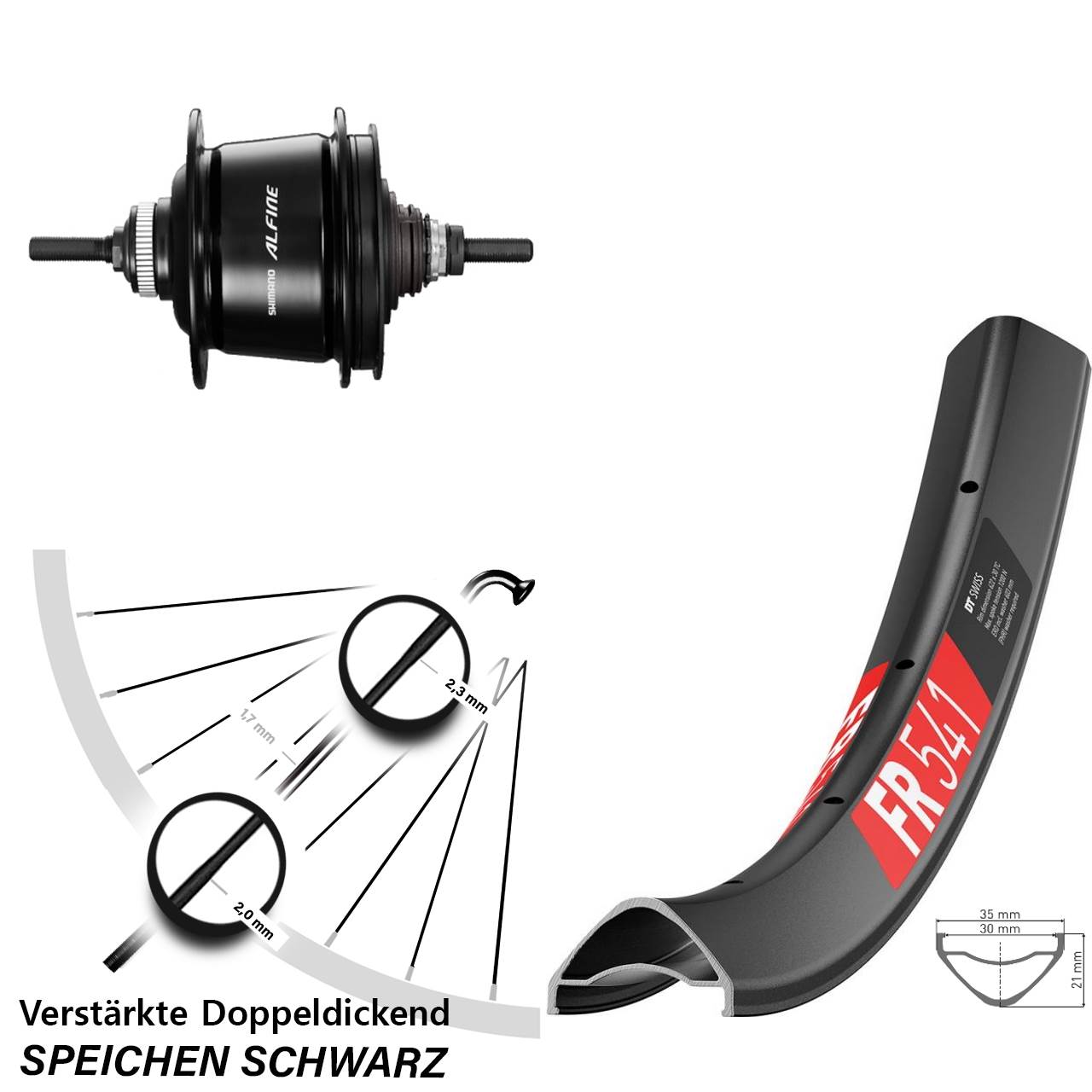 29 Zoll Hinterrad DT Swiss FR541 Shimano Alfine 8 Gang