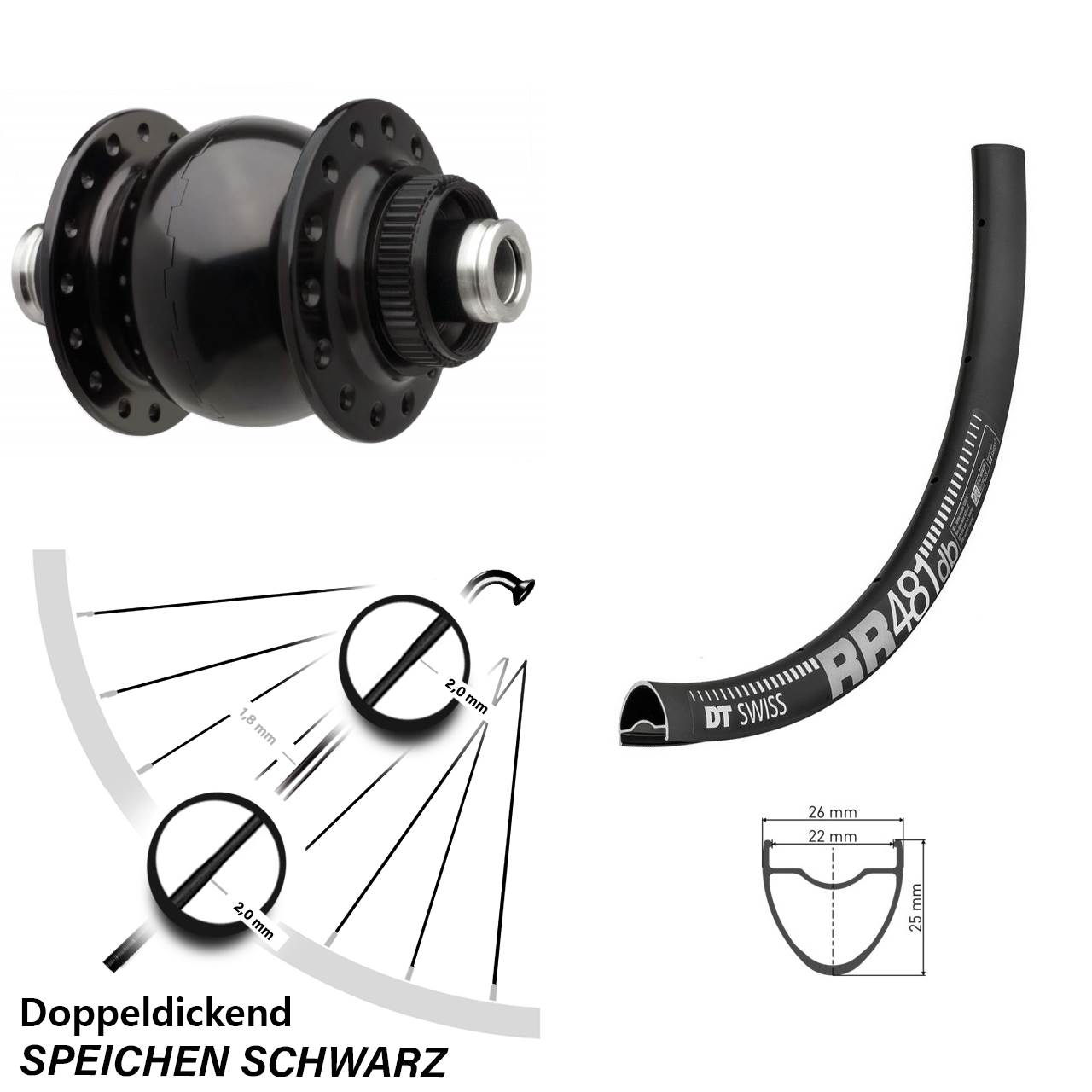 Vorderes Laufrad 28 Zoll DT Swiss RR 481 SON 28-12 Boost Centerlock