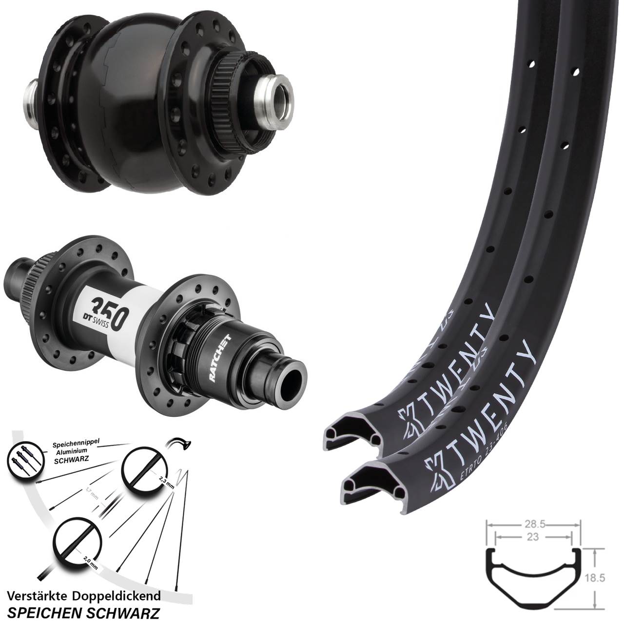 KX Twenty DT Swiss 350 SON 28 20 Zoll Laufradsatz Centerlock 12x100/142 XD 11-12 fach