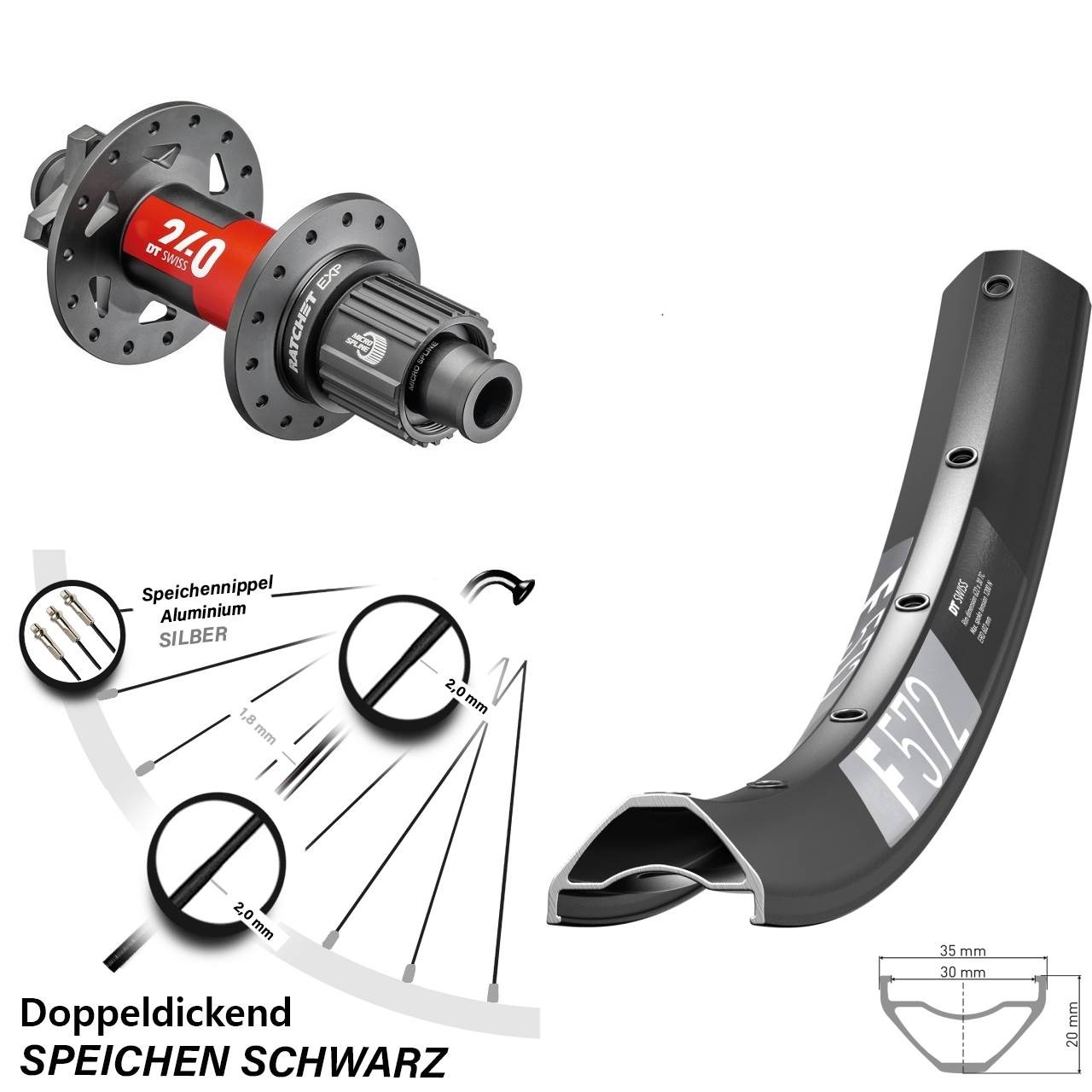 27,5 Zoll DT Swiss F 572-240 Hinterrad 6-Loch 12x148 Micro Spline