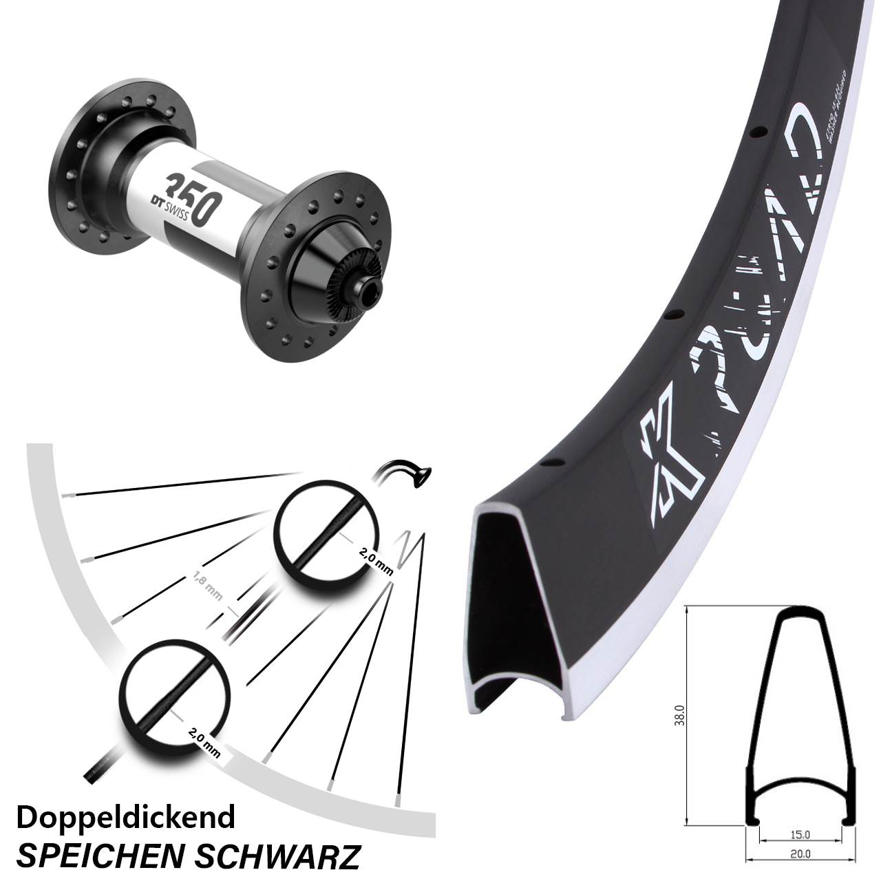Laufrad 28 Zoll KX Road CNC DT Swiss 350 QR