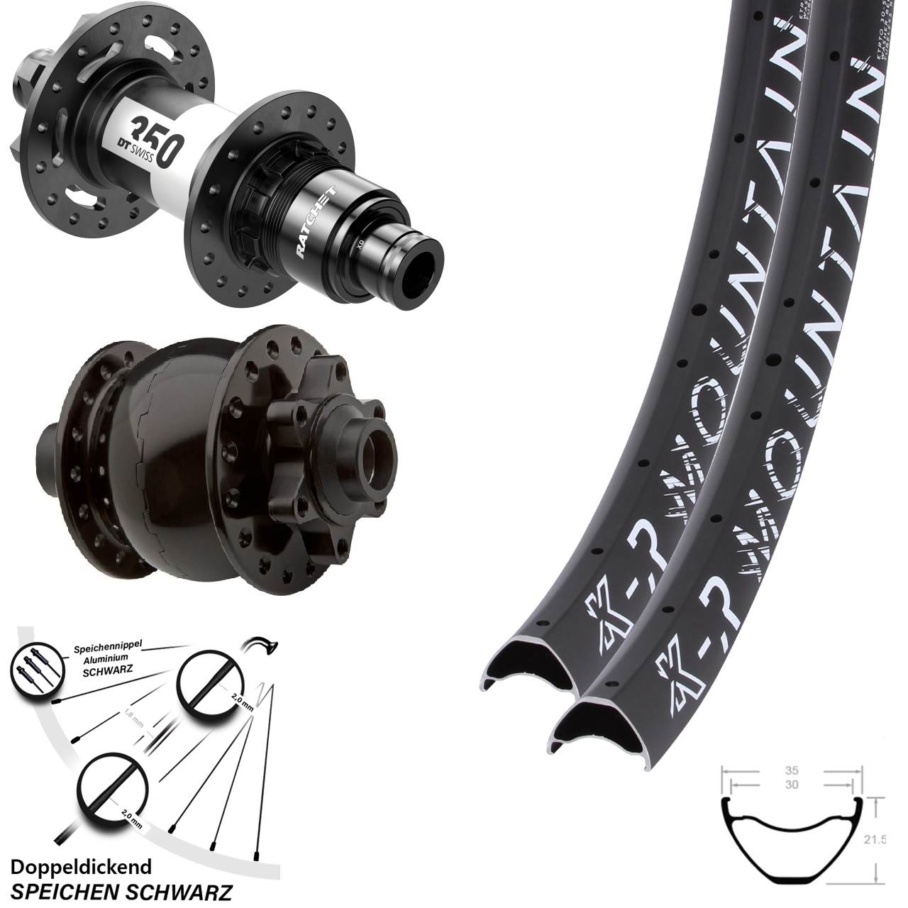 27,5 Zoll Laufradsatz 15x100 12x142 KX-R Mountain DT Swiss 350 SON 28 Disc XD 11-12 fach