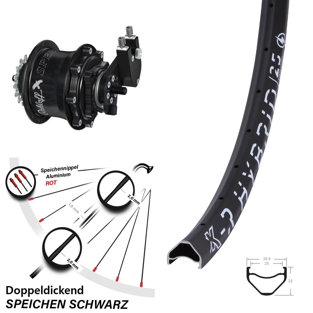 Disc Laufrad 26 Zoll KX-R Hybrid 25 Rohloff Speedhub 500/14 TS DB OEM