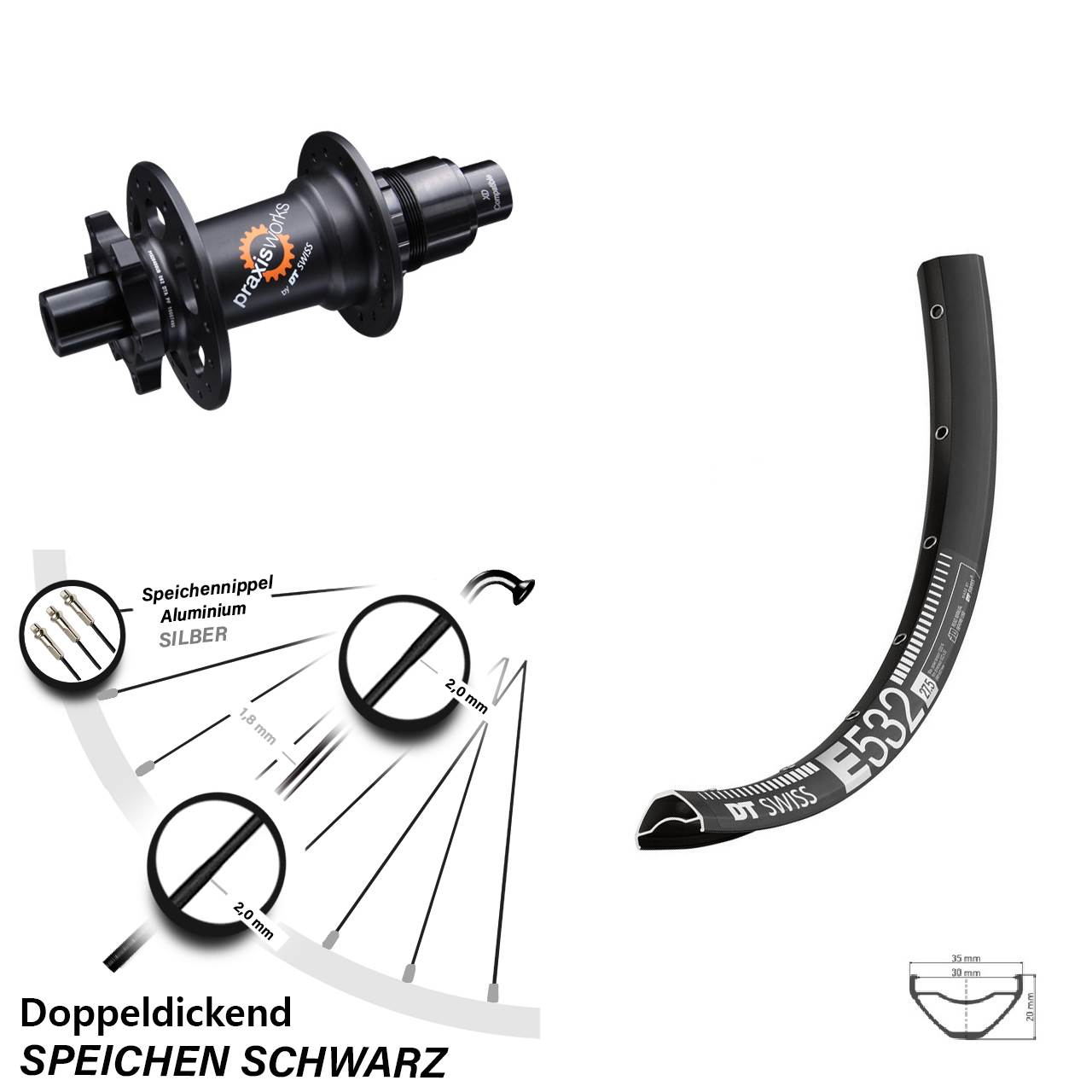 Disc Laufrad 12x142 27,5 Zoll DT Swiss E 532-350 XD