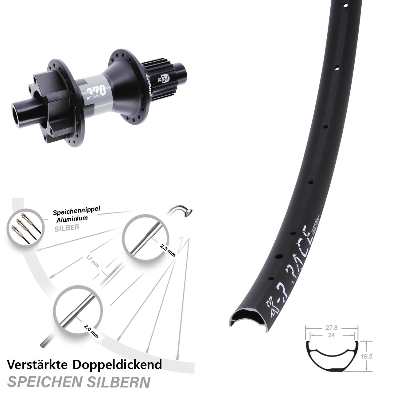 KX-R Race DT Swiss 370 29 Zoll 6-Loch Hinterrad 12x142 Shimano Micro Spline