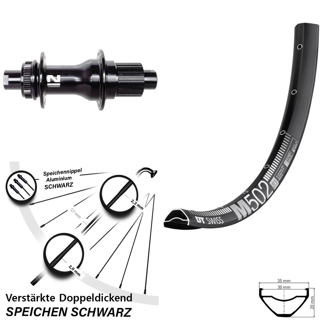 DT Swiss M 502 Novatec D792 29 Zoll Hinterrad Centerlock 12x142 Micro Spline