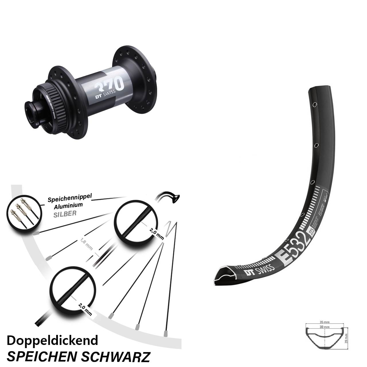 Vorderrad Centerlock 15x100 29 Zoll DT Swiss E532 370