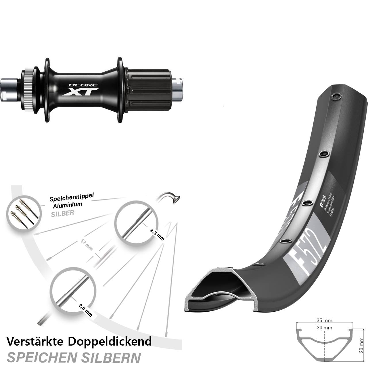 Centerlock Hinterrad 12x148 29 Zoll DT Swiss F 572 Shimano XT FH-M8010-B 8-11 fach HG
