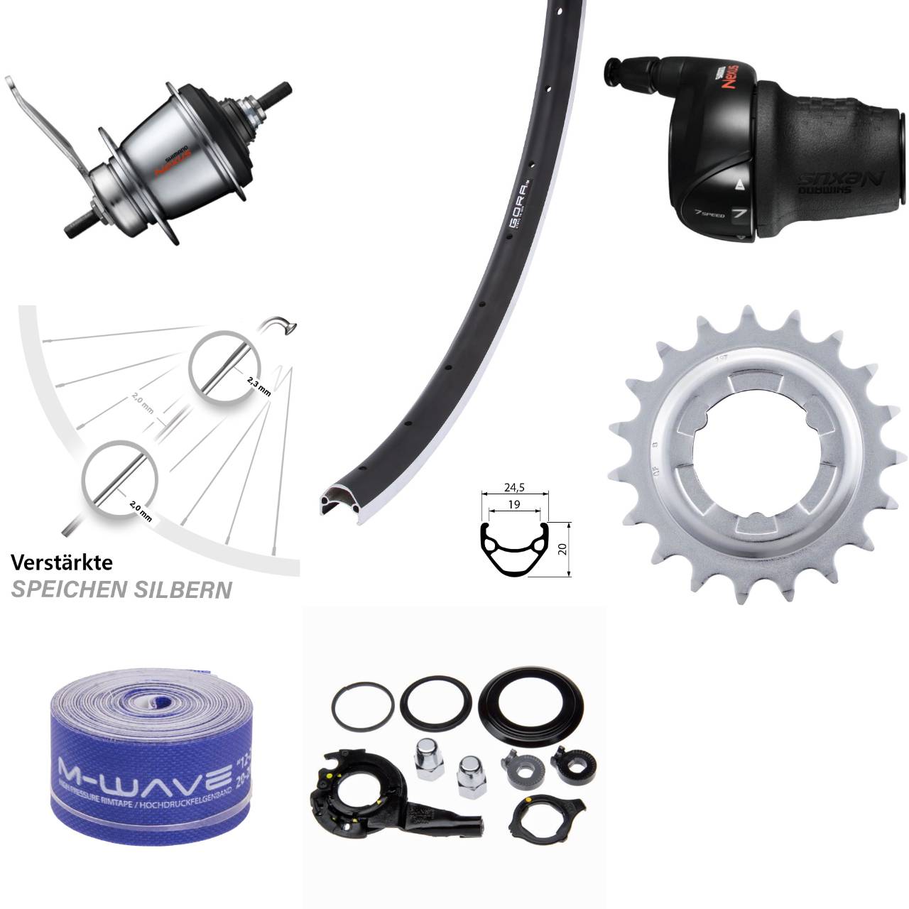 26 Zoll Hinterrad Shimano SG-C3001 7 Gang Rücktritt Gora 19