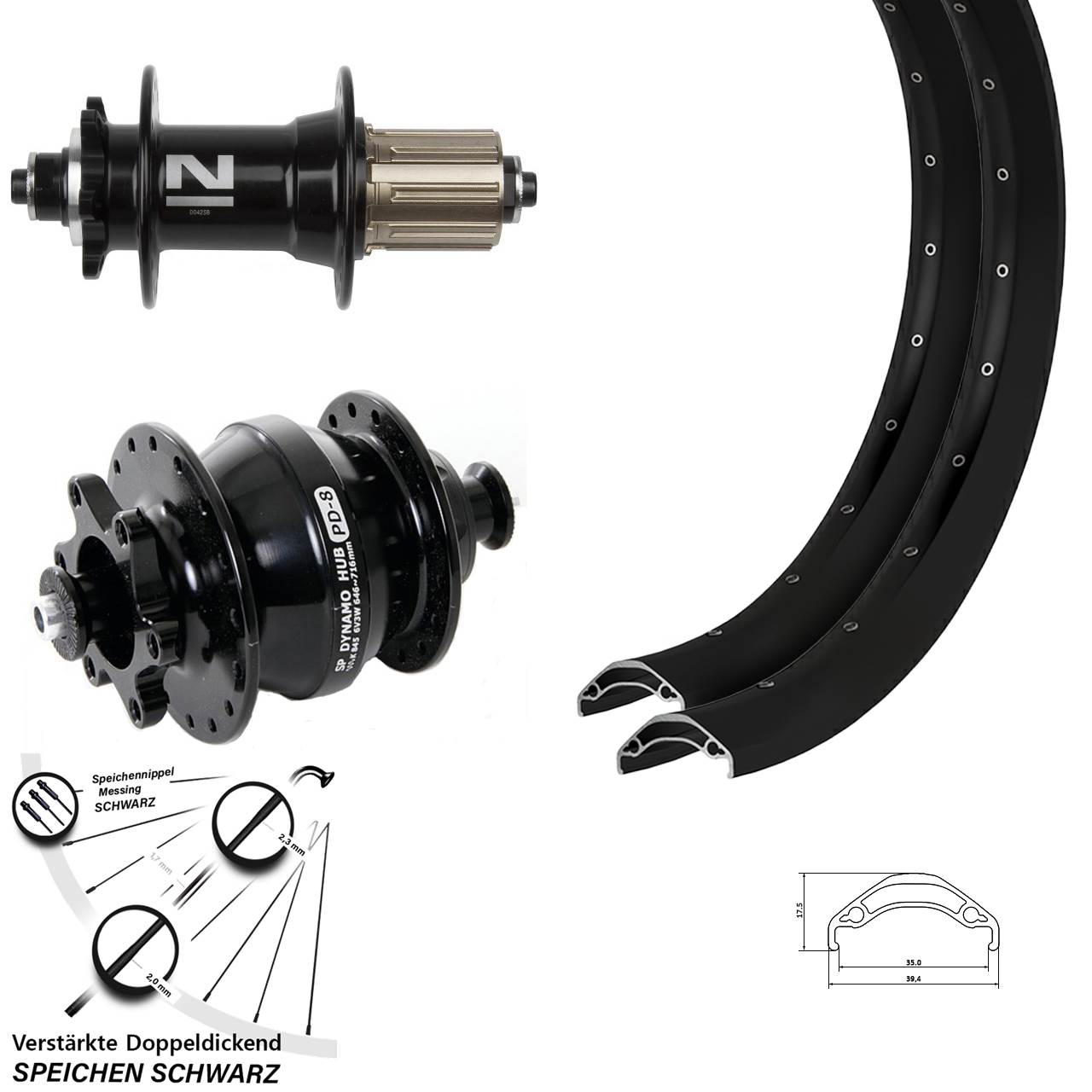 6-Loch Laufradsatz 29 Zoll Ryde Disc 35 Novatec D-042SB Shutter PD-8 8-11 fach HG QR