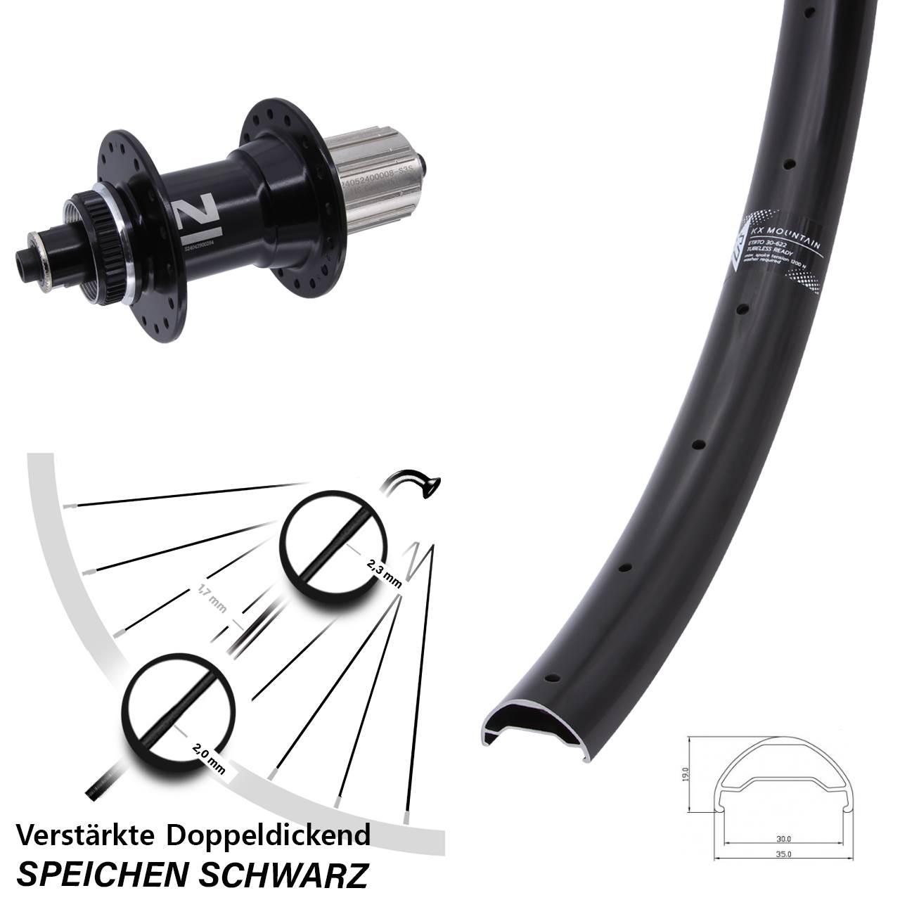 KX Mountain TR Novatec D042 29 Zoll Centerlock Hinterrad für Schnellspanner 8-12 fach HG