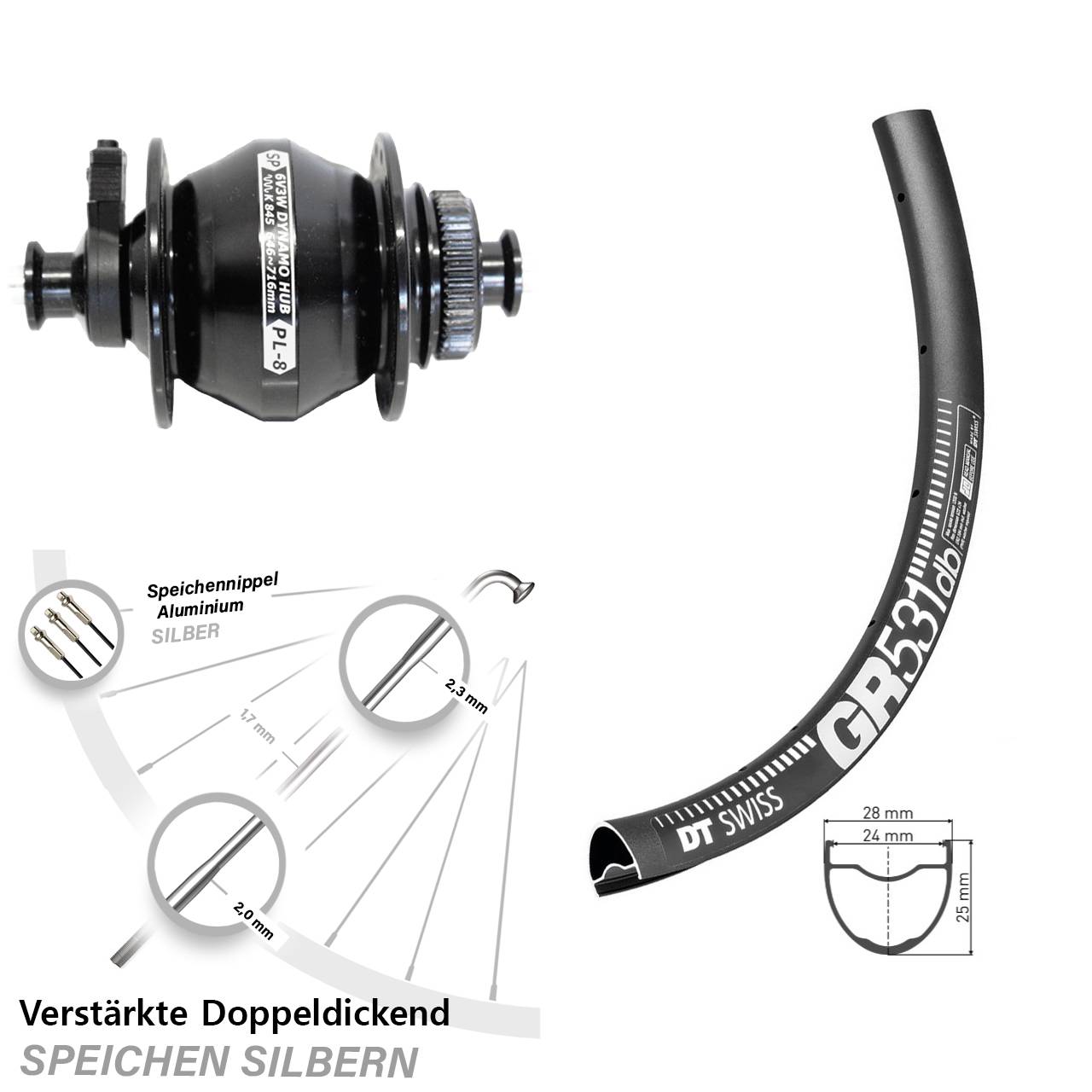 Vorderrad 28-29 Zoll DT Swiss GR 531 Disc Shutter PL-8