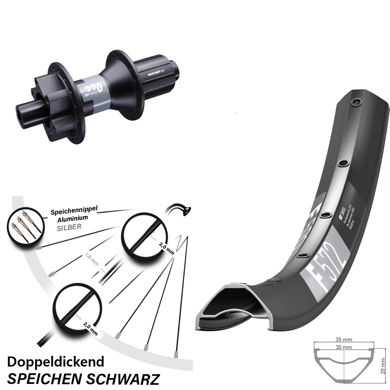 Disc Laufrad 29 Zoll DT Swiss F 572-370 8-11 fach HG 12x142