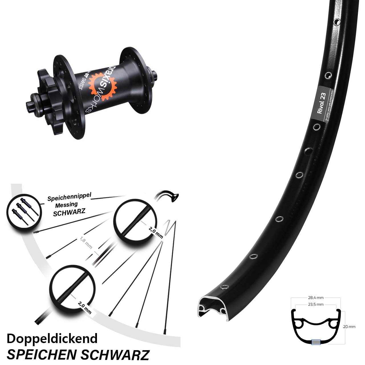 Disc Laufrad 27,5 Zoll Ryde Rival 23 DT Swiss 350 QR