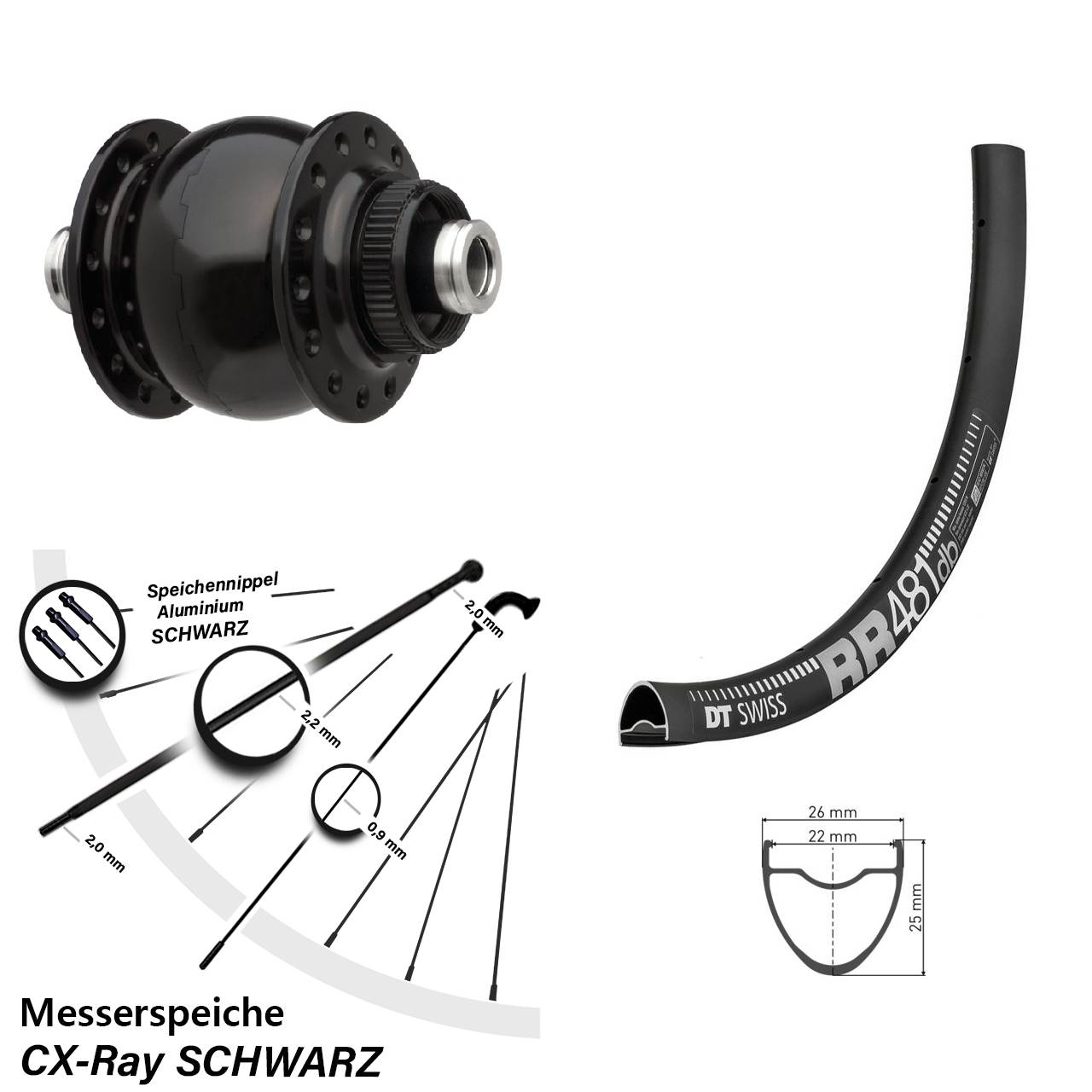 Centerlock Dynamo-Vorderrad 12x100 28 Zoll DT Swiss RR 481 SONdelux CX-Ray