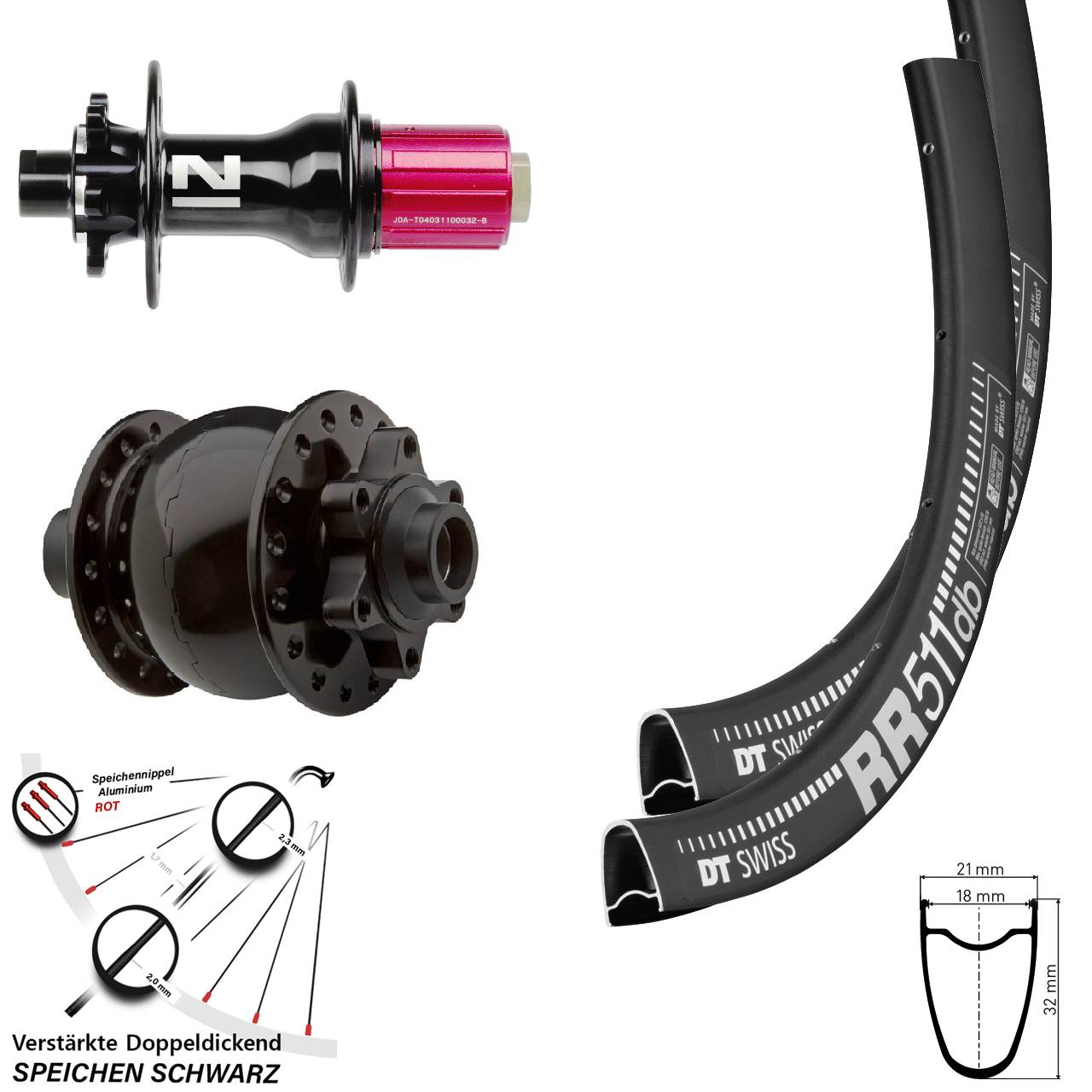 28 Zoll DT Swiss RR511 Novatec Superlight SON Laufradsatz 6-Loch 15x100 12x142 8-12 fach