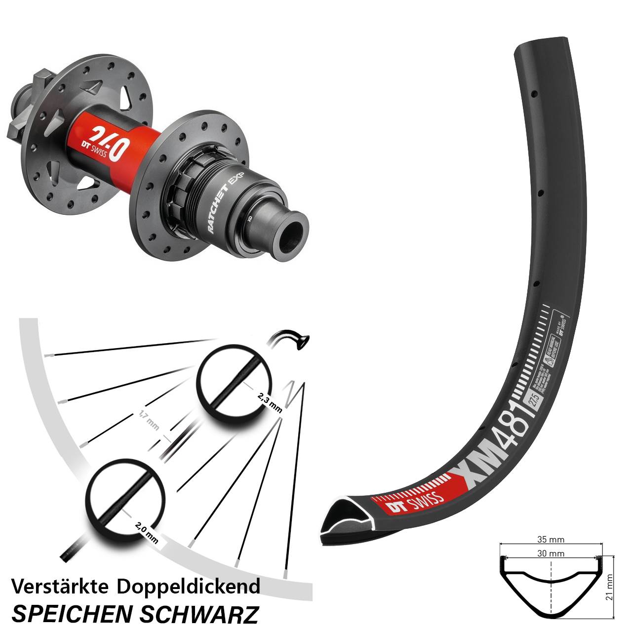 Disc Hinterrad 27,5 Zoll DT Swiss XM481 DT Swiss 240 EXP XD 11-12 fach 12x148 Boost