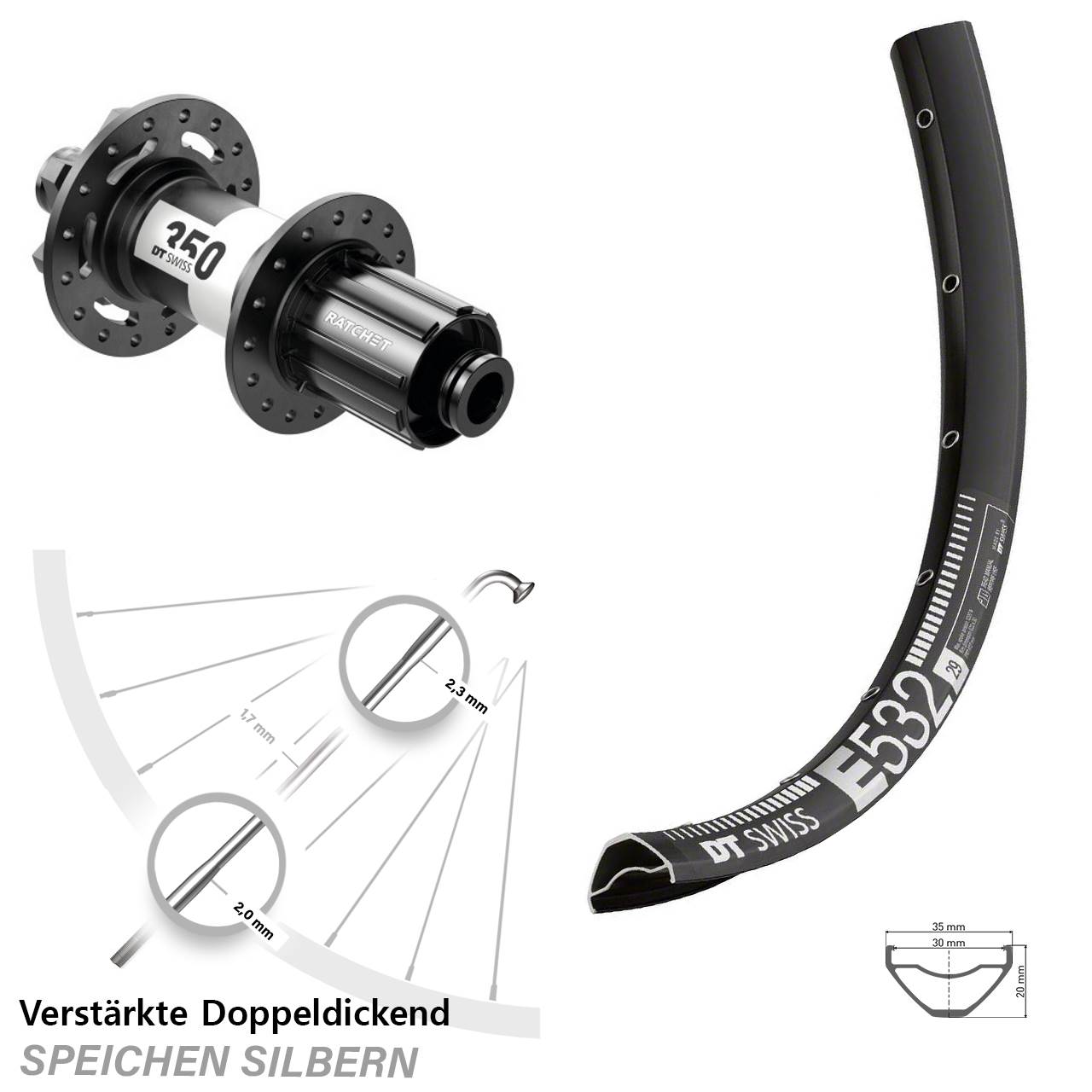 Disc Hinterrad 29 Zoll DT Swiss E532-350 8-11 fach HG 12x148 Boost