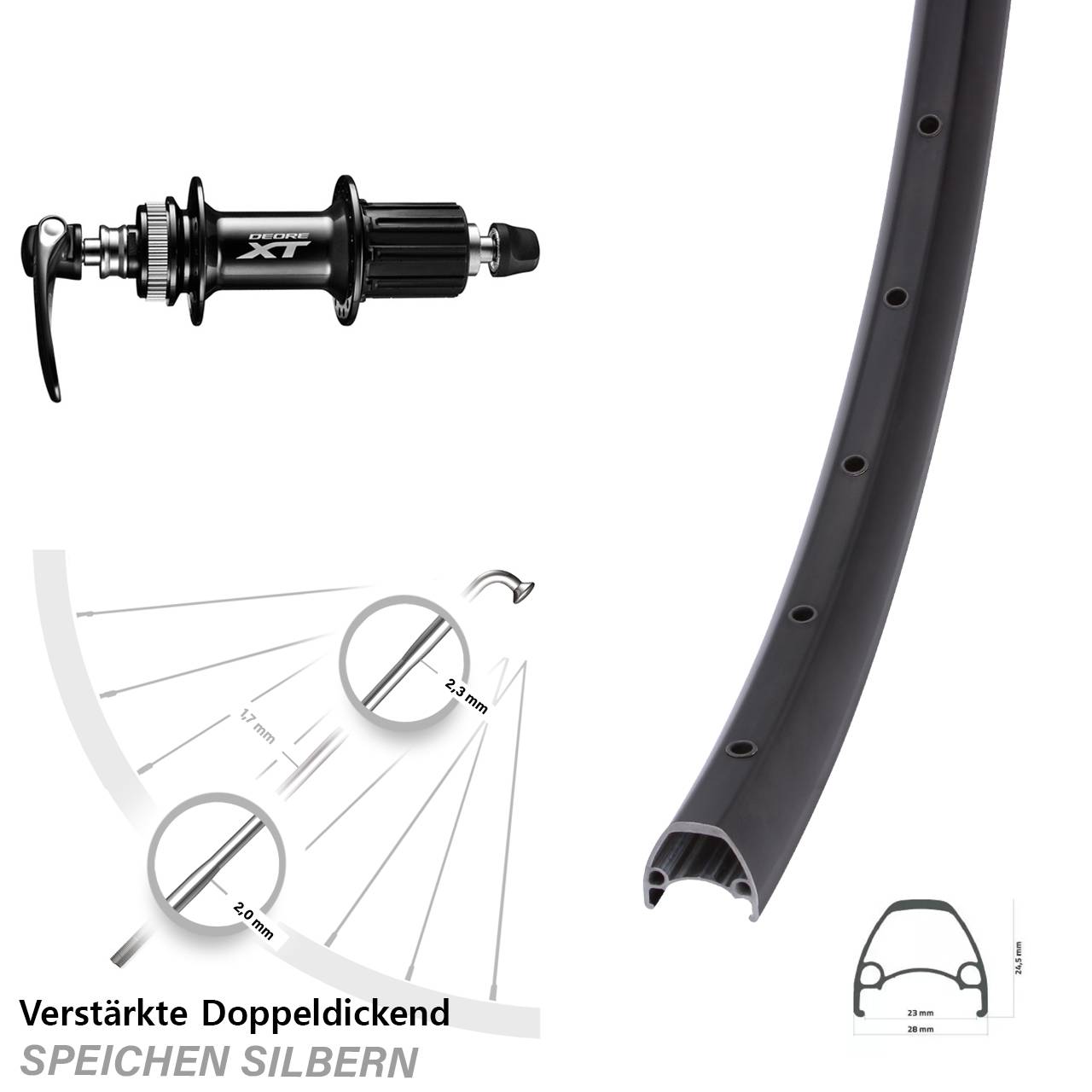 Centerlock Hinterrad 28-29 Zoll Ambrosio Sport Shimano XT 8-11 fach HG QR