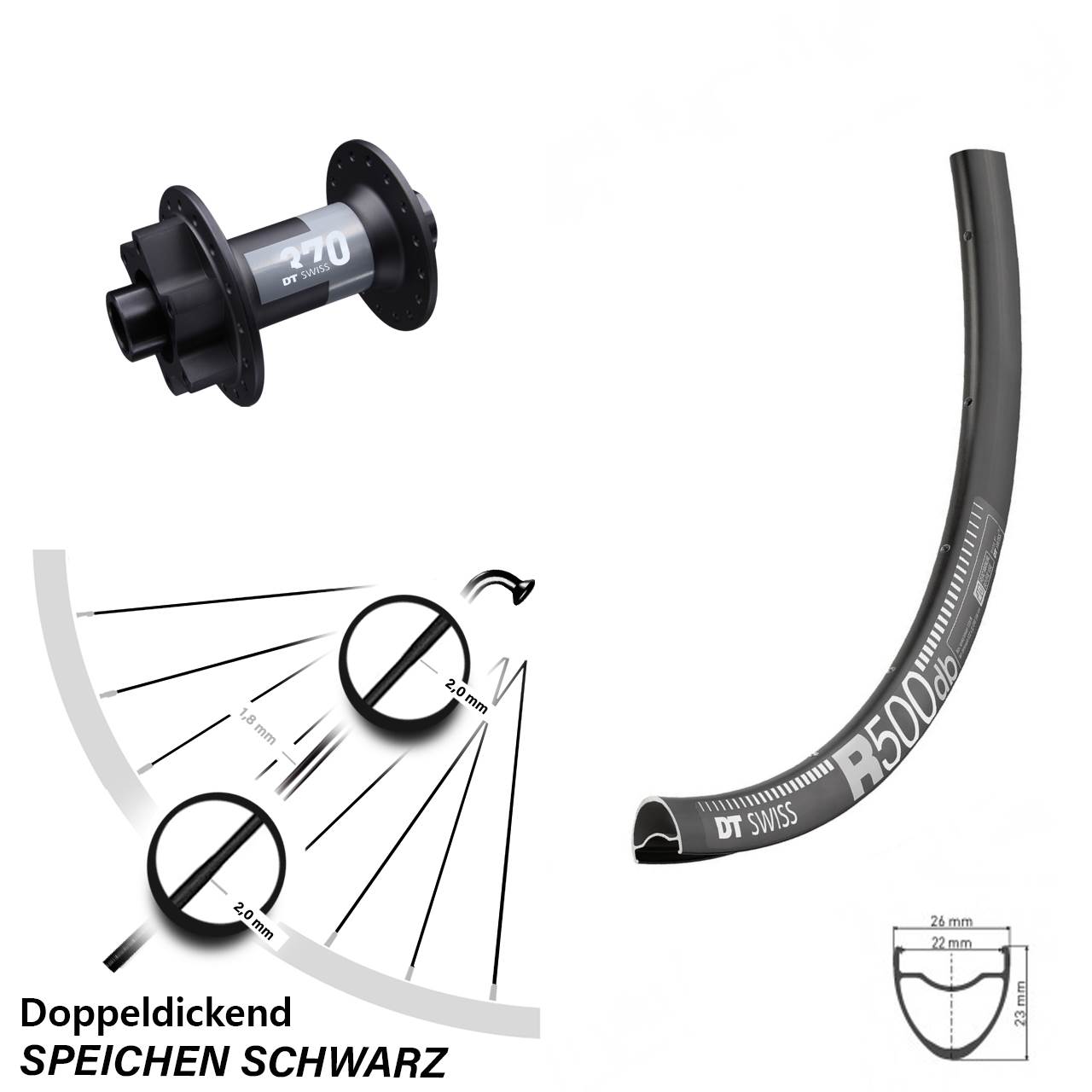6-Loch Vorderrad 29 Zoll DT Swiss R 500-370 12x100