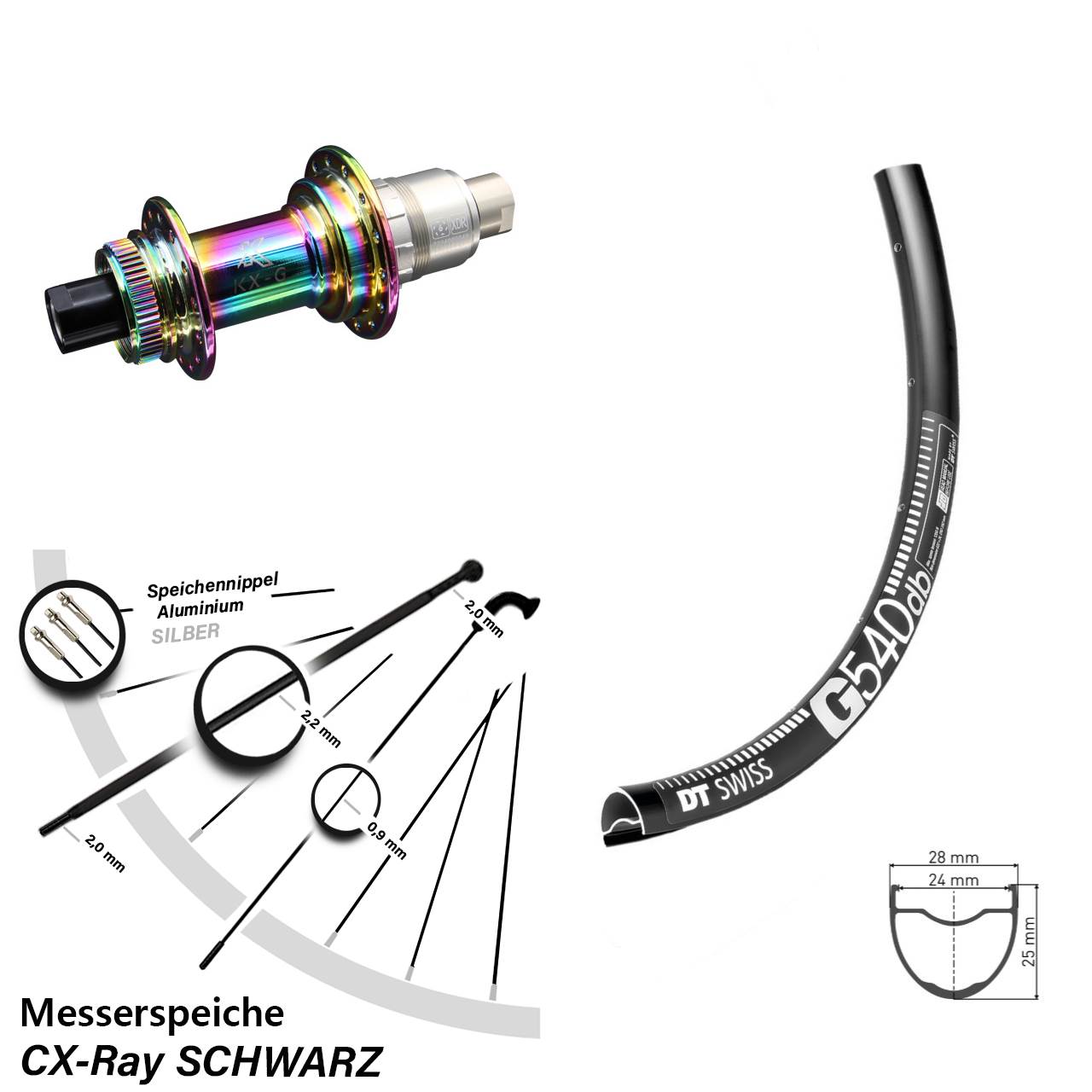 DT Swiss G 540 KX-G Oilslick 29 Zoll Hinterrad Centerlock 12x142 CX-Ray XDR