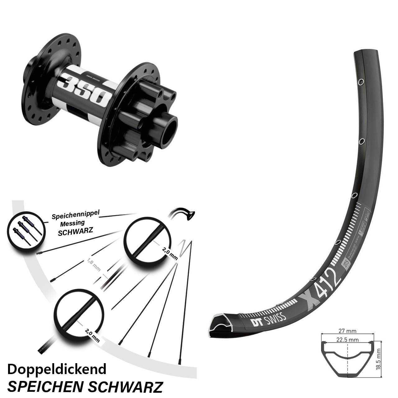 Vorderrad 29 Zoll DT Swiss X 412-350 Boost 6-Loch