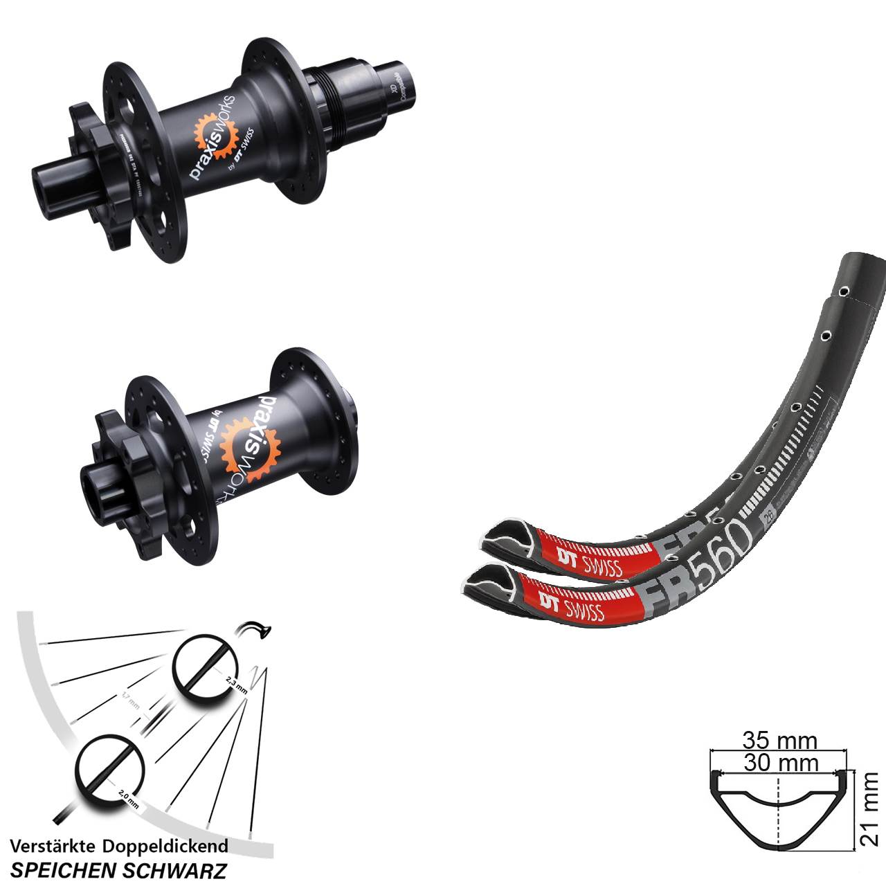Laufradsatz 6-Loch 26 Zoll DT Swiss FR560-350-350 SL XD 15x100 12x142