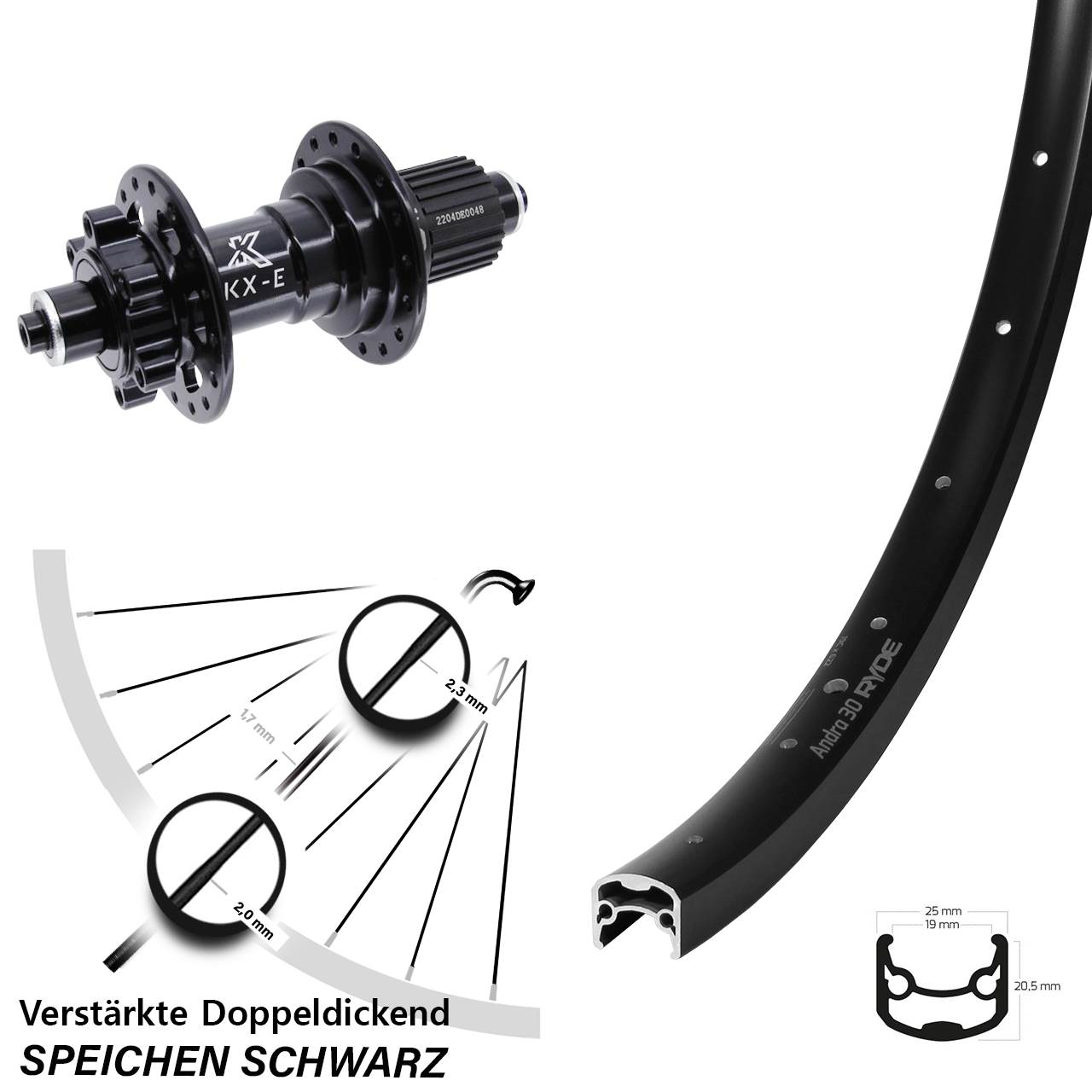 Disc Laufrad QR 28 Zoll Ryde Andra 30 KX-E Heavy Duty Micro Spline