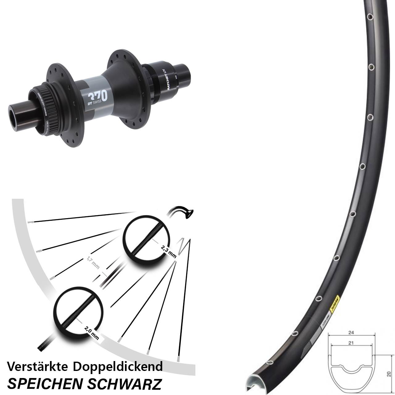 Hinterrad 29 Zoll Mavic XC621 DT Swiss 370 Centerlock 12x142 SRAM XDR 2023