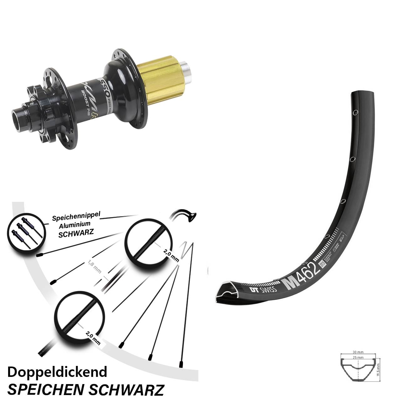 DT Swiss M462 Miche XMH 550 27,5 Zoll Disc Hinterrad 12x148 Boost 8-11 fach HG