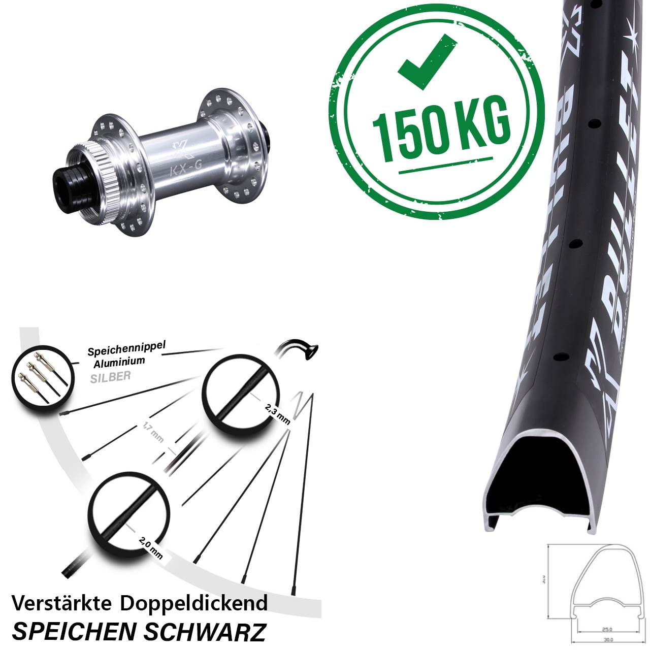 KX-G Bullet OS 29 Zoll Centerlock Vorderrad 15x100