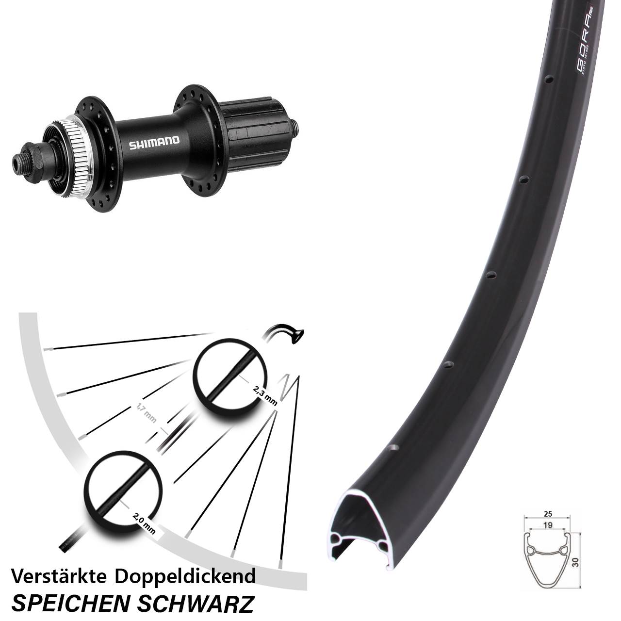 Hinterrad Centerlock 28 Zoll Gora Plus Shimano FH-M4050 8-11 fach HG QR