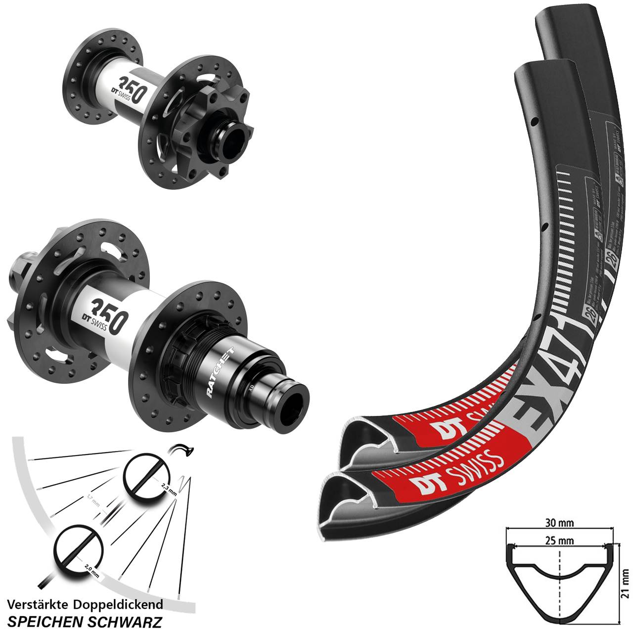 Disc Laufradsatz 26 Zoll DT Swiss EX 471 350 DT Swiss XD 15x100 12x142
